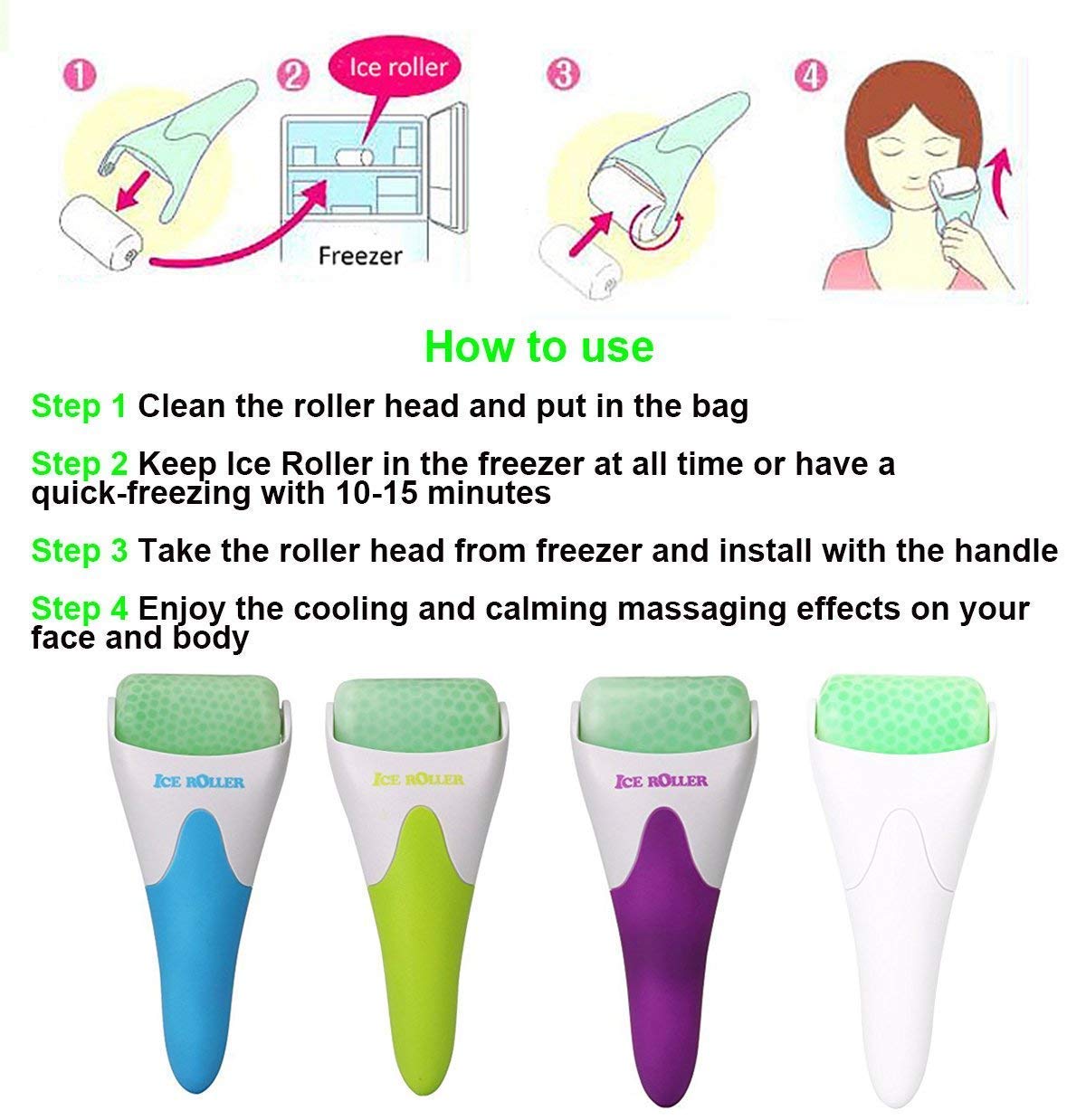HOMESHOPPER Ice Roller for Face & Eyes - Cooling Massage Tool for Puffiness, Pain Relief & Anti-Aging | Waterproof Cold Stone Face Roller Reduces Wrinkles & Dark Circles | Perfect for Home Spa, Salon & Post-Workout Recovery