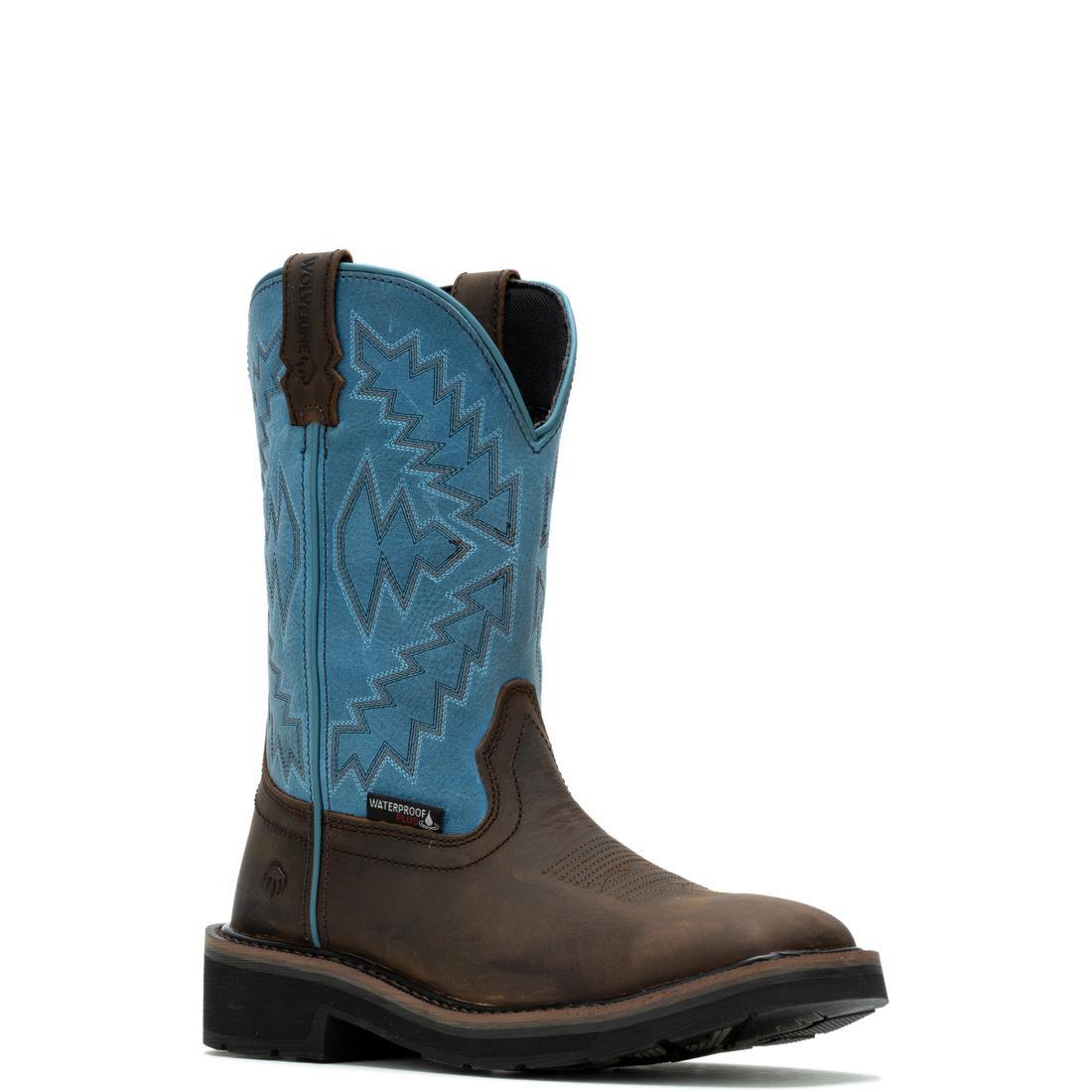 Rancher Arrow Women's Steel Toe Pull-On Wellington Work Boots - Waterproof Slip Resistant Safety Shoes for Construction, Gardening & Outdoor Work (Blue)
