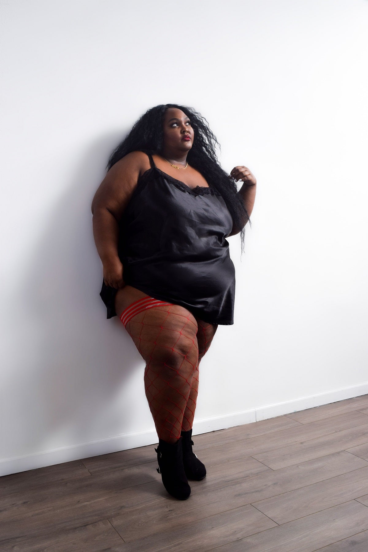 Claudia Red Net Thigh High Stockings - Petite to Plus Size Fishnet Hosiery for Women | Perfect for Parties, Cosplay & Everyday Wear