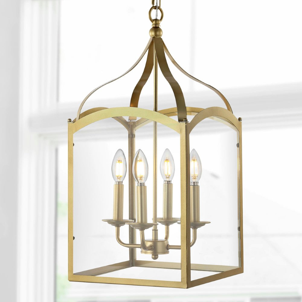 Ruth 11 Traditional Classic Lantern LED Pendant Light - Metal & Glass Ceiling Fixture for Dining Room, Bedroom, or Porch Lighting