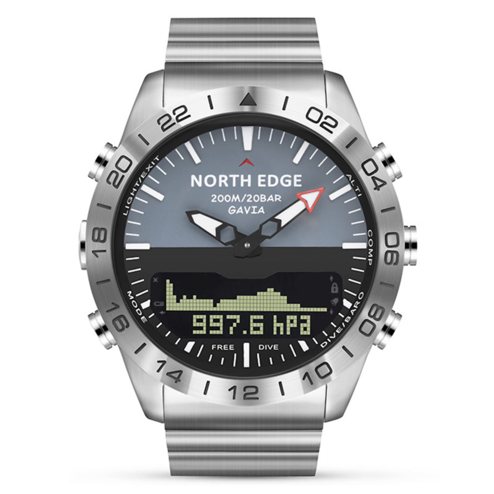 **CakCity Men's Pilot Watch - Stainless Steel Waterproof Analog Digital Diving Watch with Altimeter & Compass, 20ATM, for Outdoor Sports & Adventure Activities**    *(Perfect for diving, hiking, camping, and extreme sports - durable & stylish for everyday wear!)*