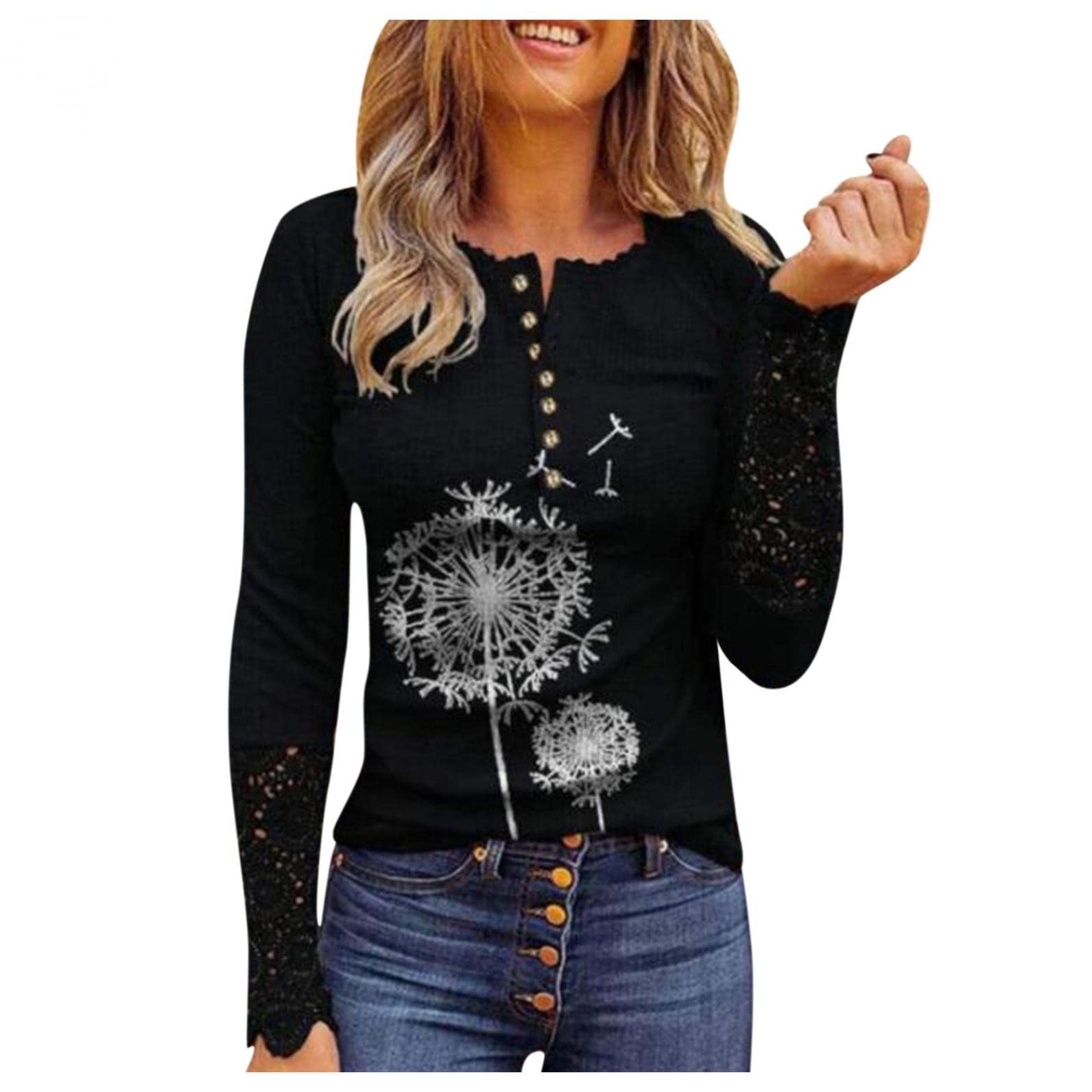 Women's Long Sleeve Henley Shirts - V Neck Button Down Casual Ribbed Blouse Tops & Tunics | Perfect for Work, Date Night & Everyday Wear