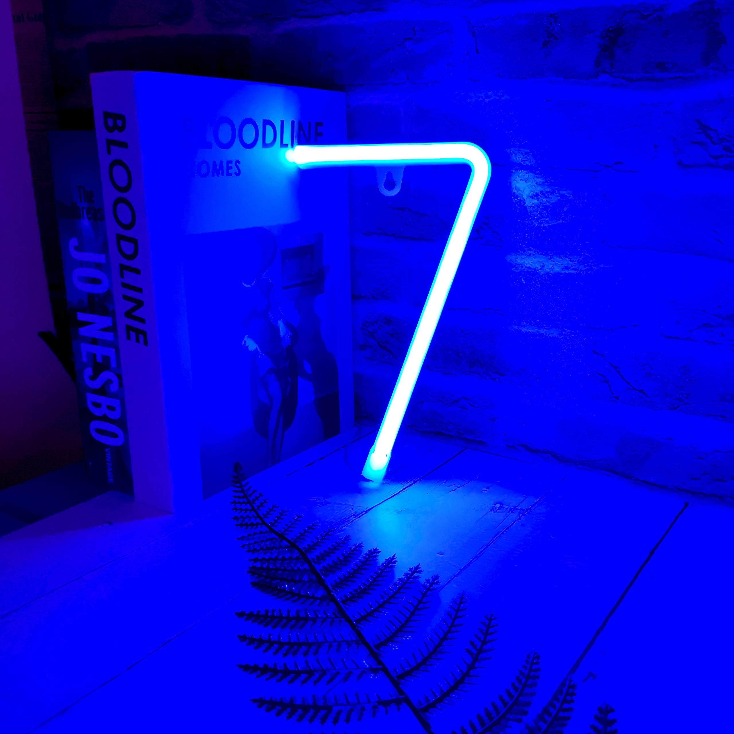 Custom LED Neon Letter Signs A-Z & 0-9 - Blue Wall Decor for Home, Bar, Wedding & Events - Battery/USB Powered Dimmable Neon Lights for Bedroom, Party & Business Signage