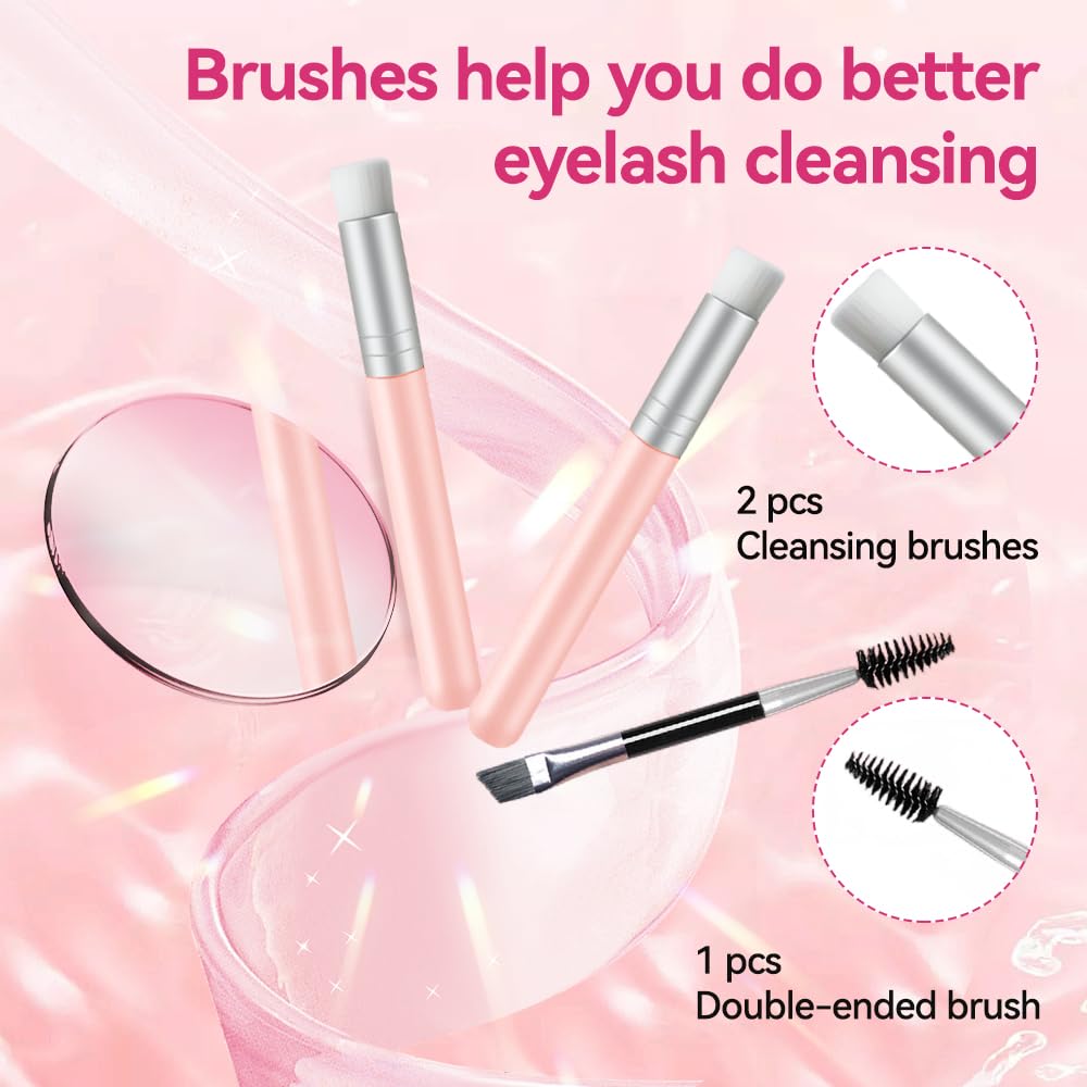 Lash Shampoo Kit with Brush - 60ml Eyelash Cleanser for Extensions | Salon & Home Care