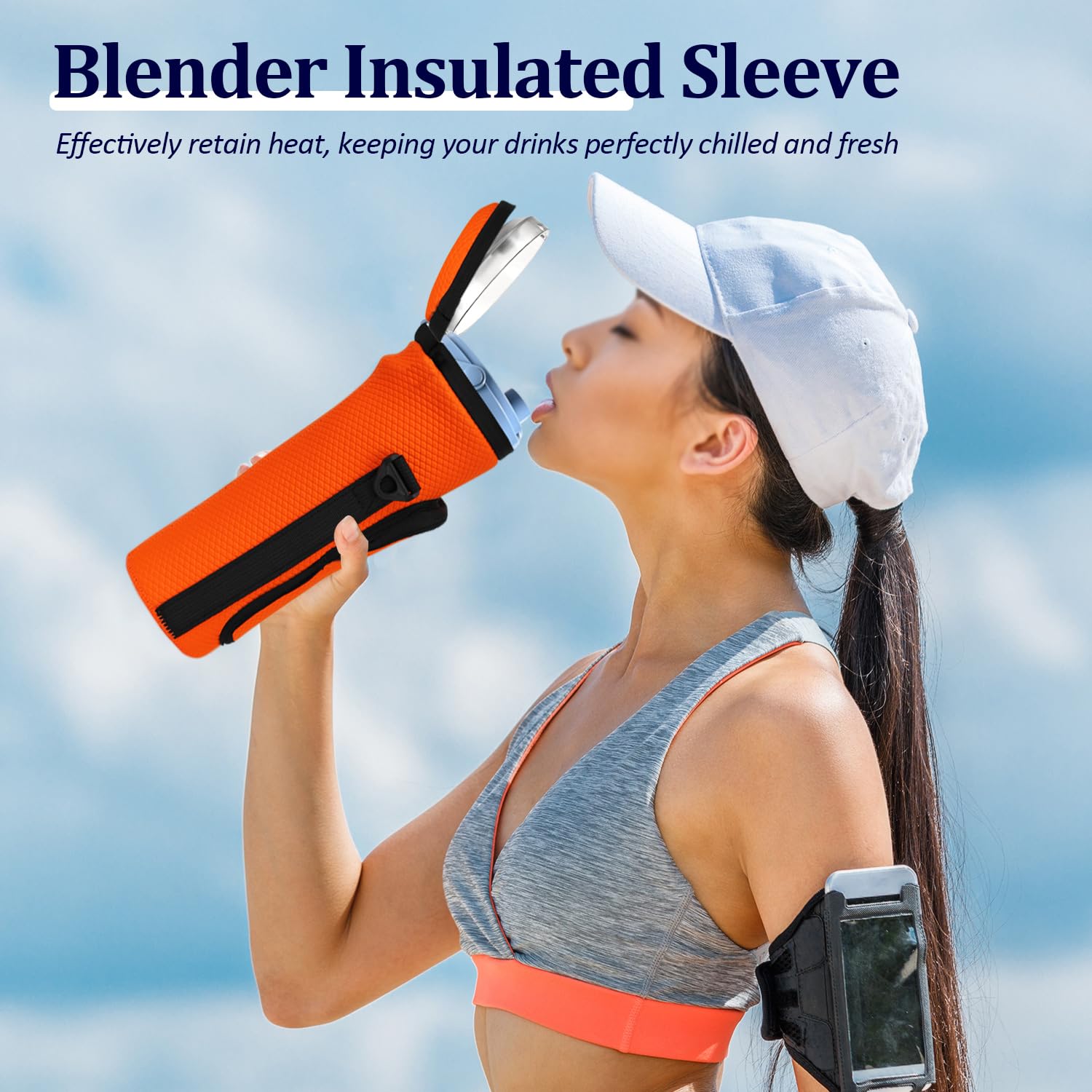 Portable Blender Carrying Case for Ninja BC151 - Insulated Travel Bag with Adjustable Strap & Storage Pocket, Orange - Perfect for Gym, Office & Outdoor Smoothies