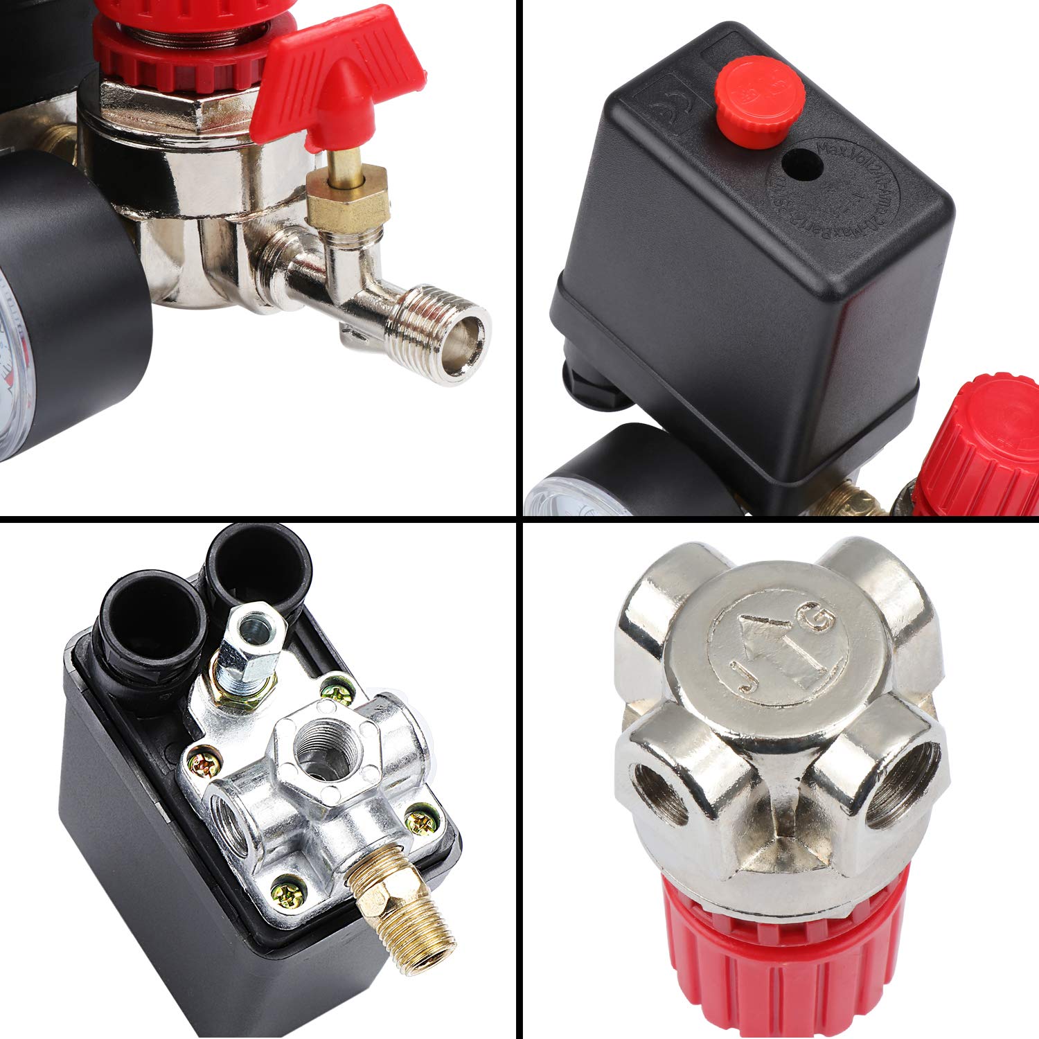 90-120PSI Air Compressor Pressure Switch Control Valve Regulator with Gauges - Fast Pressure Reduction for Air Tools, Tires & Inflatables - Perfect for Automotive, Industrial & Home Use