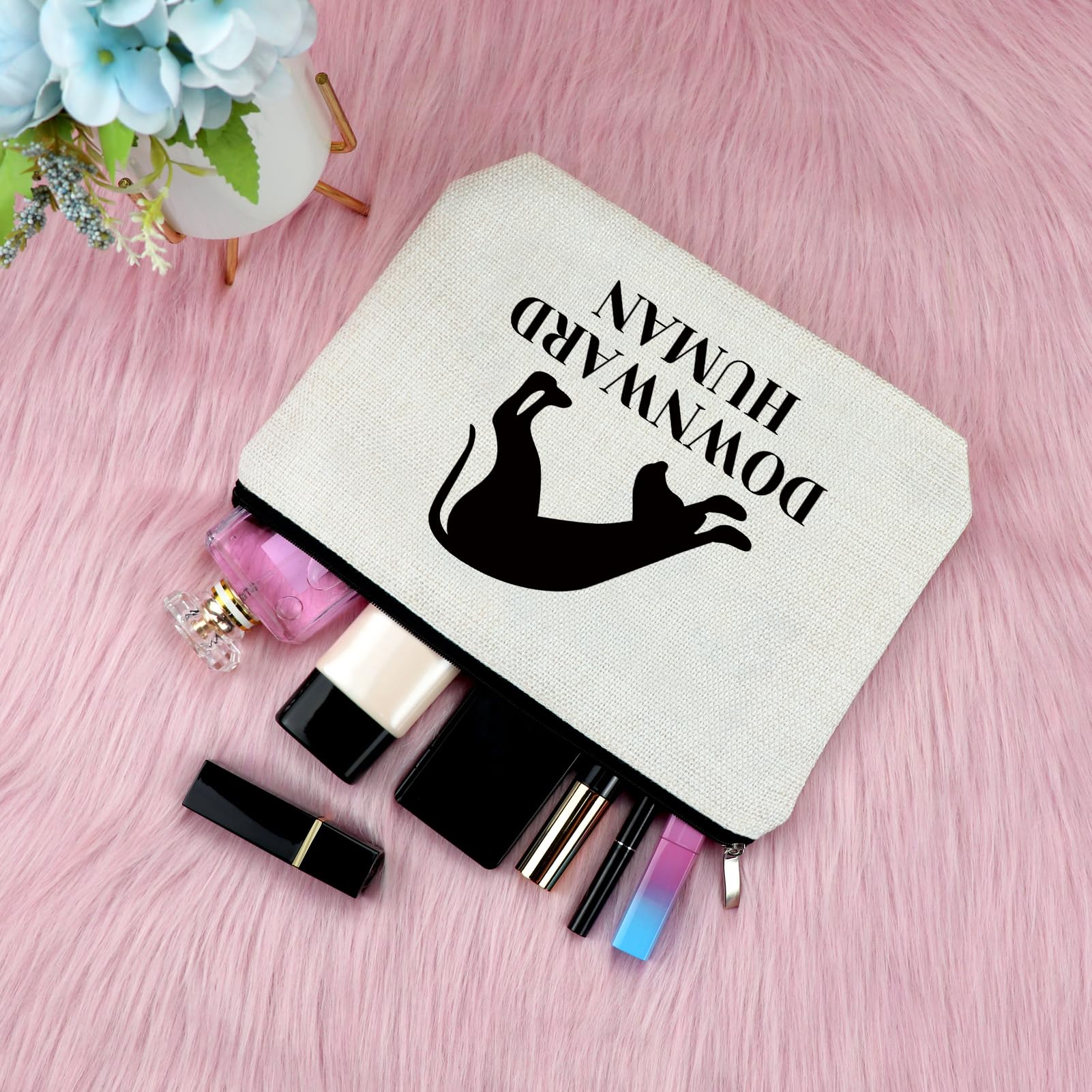 Yoga Makeup Bag for Women - Cute Dog Print Cosmetic Pouch - Perfect Gift for Yoga Lovers, Instructors & Dog Owners - Great for Birthdays, Christmas & Graduation - Travel-Friendly Yoga Accessory for Classes, Gym & Vacation