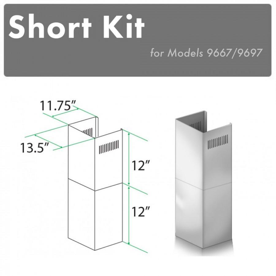 ZLINE 2-Piece 12-Inch Short Chimney Kit for 8-Foot Ceilings - Compatible with SK 9667/9697 Range Hoods - Perfect for Low Ceiling Kitchen Installations