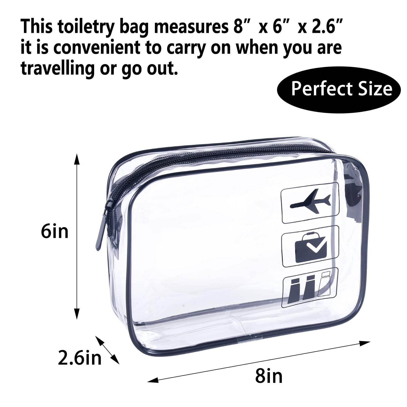 3 Pack Clear TSA Approved Quart Size Travel Toiletries Bags for Liquids & Cosmetics - Perfect for Airplane Carry-On, Gym & Vacation Essentials