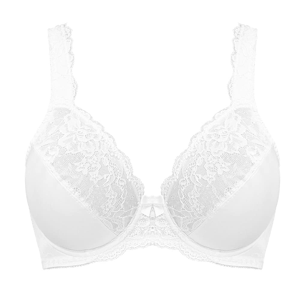 Plus Size Women's Minimizer Bra - Full Coverage Underwire Unlined Lace Bras for Comfort & Support | Perfect for Everyday Wear & Special Occasions