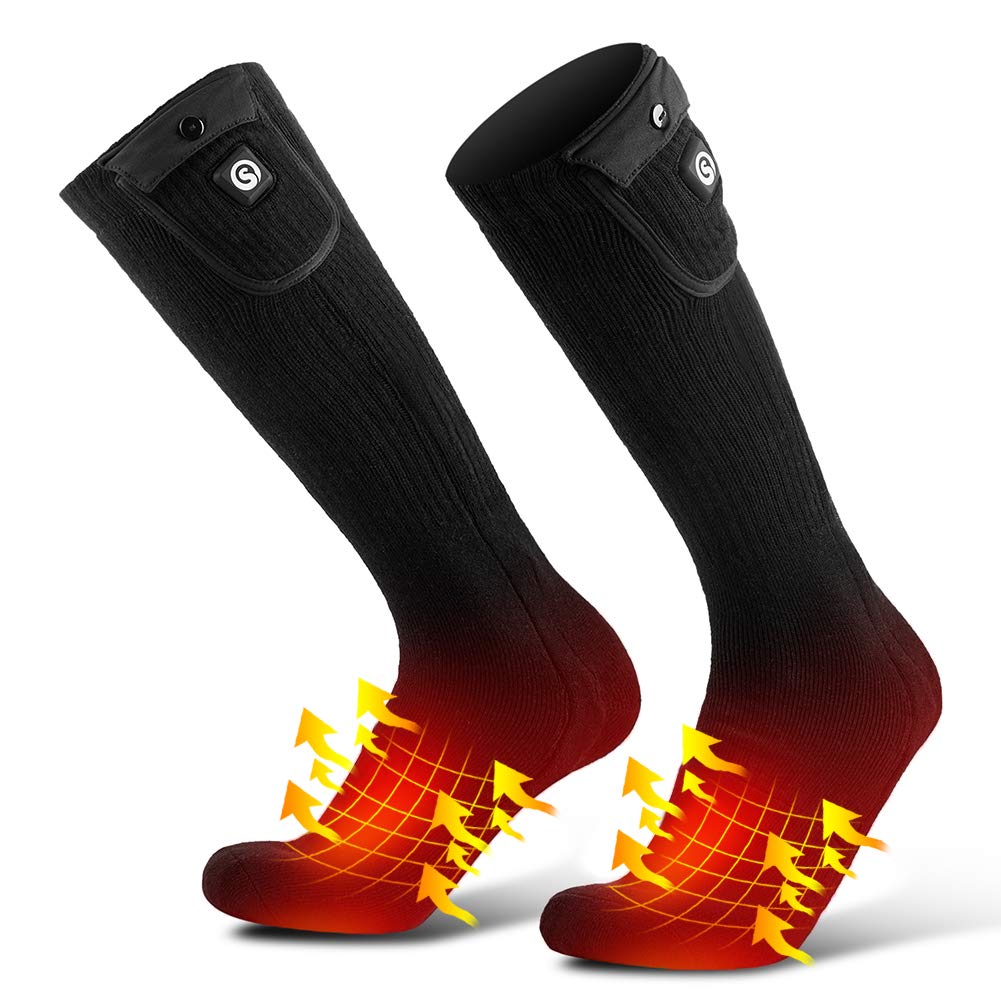 SAVIOR HEAT Rechargeable Heated Socks for Men & Women - Electric Battery Thermal Warming Ski Socks for Winter, Cold Weather Activities - Perfect for Hunting, Hiking, Camping, Skating, Snowboarding, Cycling & Fishing