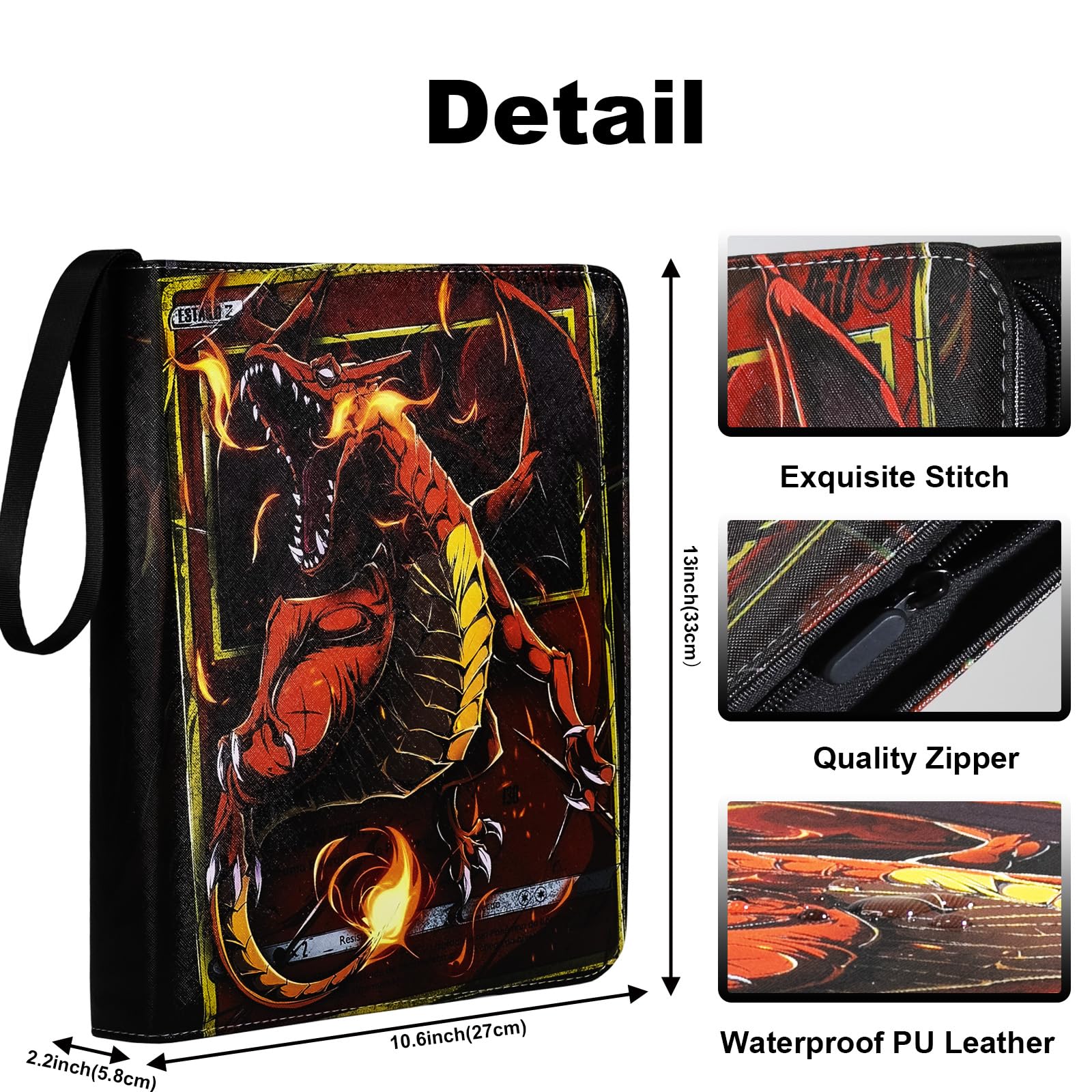 Premium 9-Pocket Trading Card Binder with 990 Pockets & 55 Protective Sleeves - Dragon Theme | Perfect for MTG, Pokemon, Yu-Gi-Oh Card Collection & Storage | Great for Gamers, Collectors & Tournaments