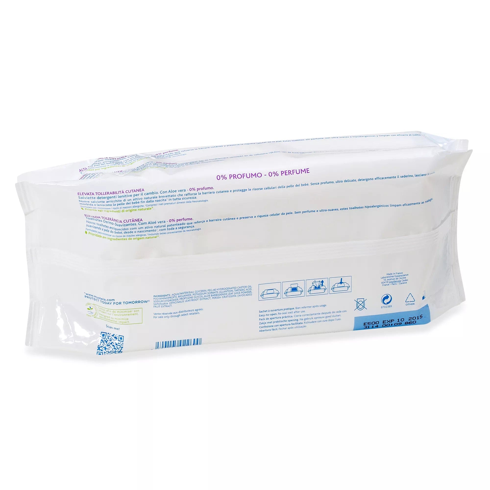 Mustela Very Sensitive Soothing Cleansing Wipes for Babies - 70 Count | Hypoallergenic & Fragrance-Free Baby Wipes for Delicate Skin | Perfect for Diaper Changes, Face Cleaning & On-the-Go Care