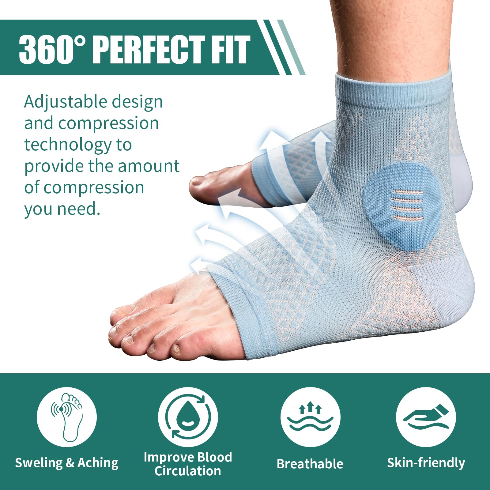 2 Pairs Neuropathy Socks for Women & Men - Diabetic Nerve Pain Relief Socks for Plantar Fasciitis, Swelling & Circulation - Ankle Support Socks for Peripheral Neuropathy (Black, XL) - Perfect for Daily Wear, Work & Sports Activities