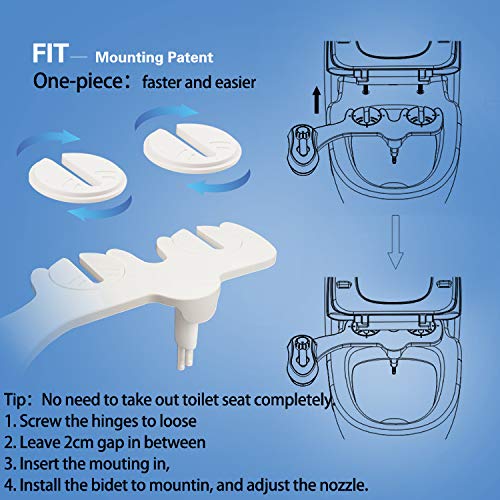 AMI910 Non-Electric Bidet Toilet Attachment with Hot & Cold Water - Dual Self-Cleaning Nozzles for Front & Rear Wash - Perfect for Home, RV, and Elderly Use