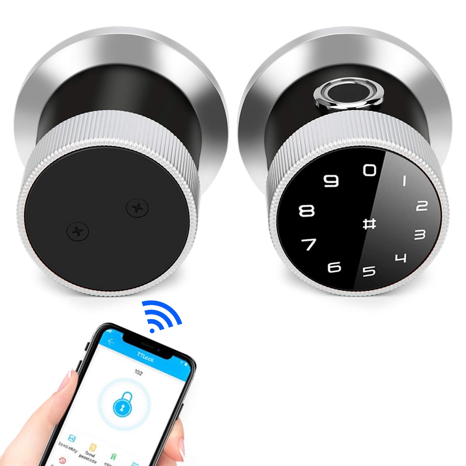 Smart Keyless Entry Door Lock - Bluetooth Enabled with Fingerprint, Password & Mechanical Key - Secure Home Access for Front Door, Apartment & Office Use