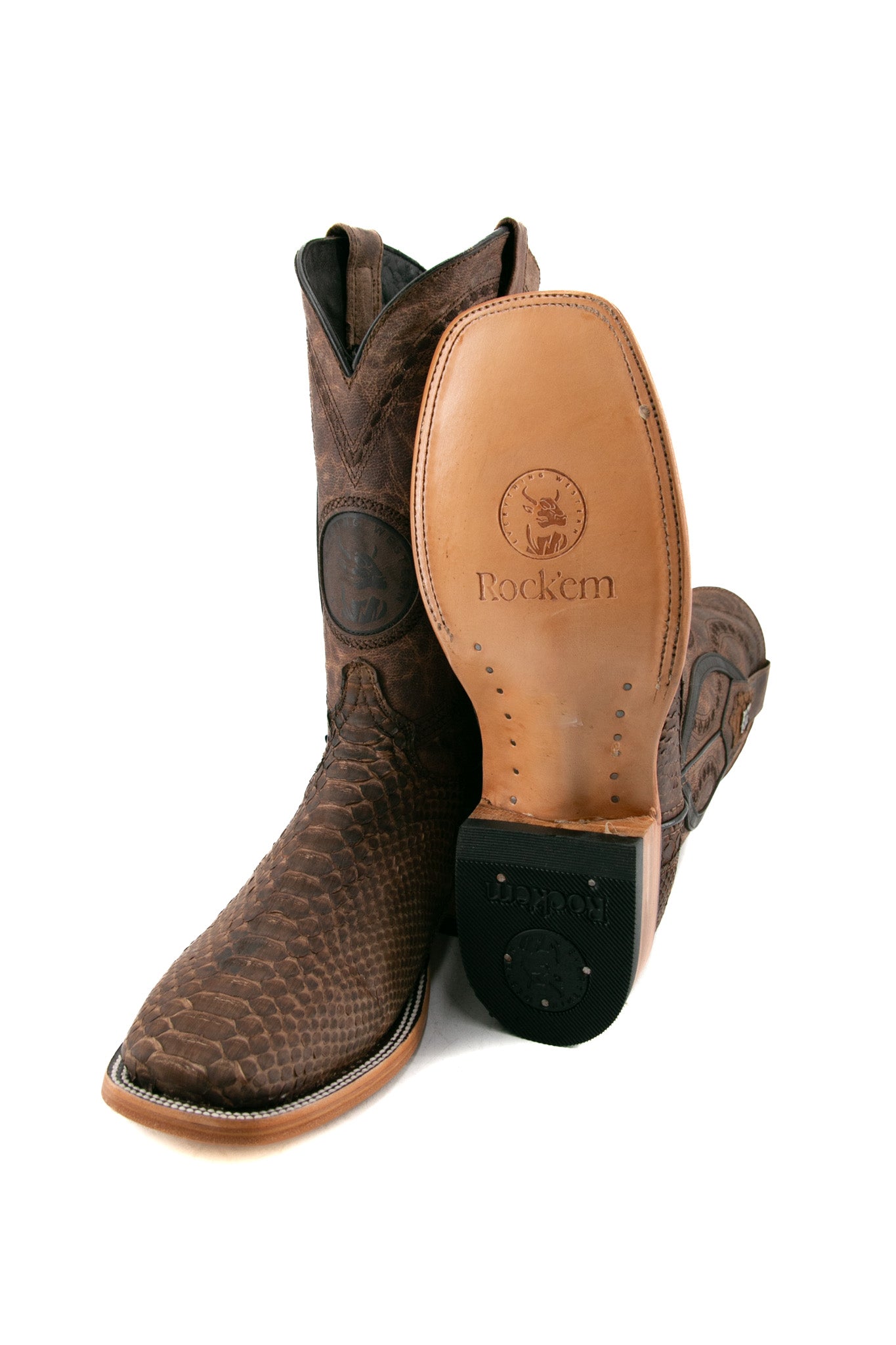 Exotic Python Square Toe Cowboy Boots for Men & Women - Western Style Fashion Boots for Rodeo, Country Music Festivals & Night Out
