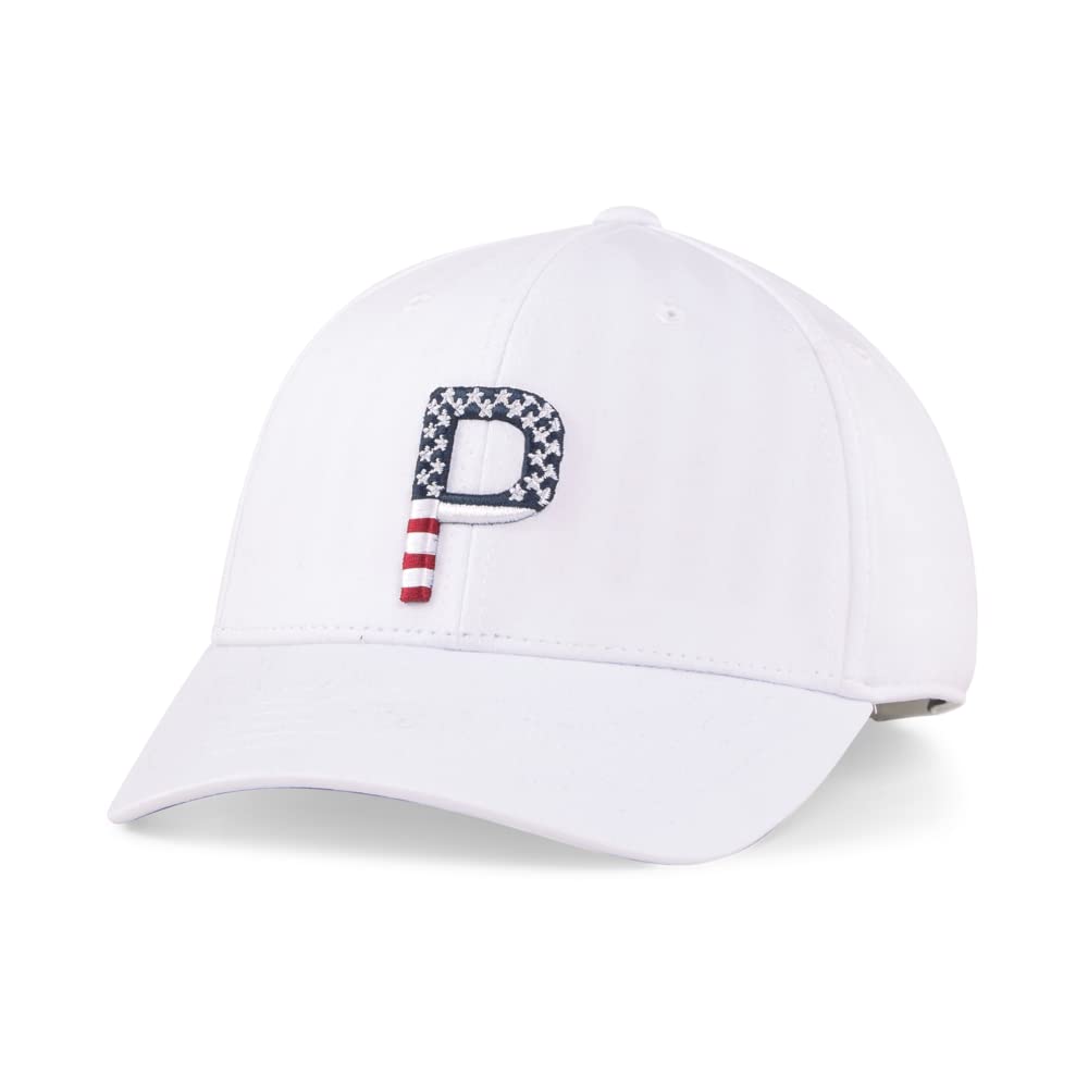 Puma Golf Women's Pars and Stripes P Classic Adjustable Hat - Bright White, One Size - Perfect for Golfing, Outdoor Sports & Casual Wear