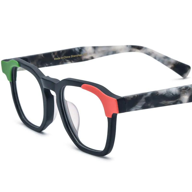CCspace Unisex Full Rim Square Acetate Eyeglasses 56973 - Stylish & Durable Frame for Men & Women - Perfect for Work, Reading & Fashion Accessories
