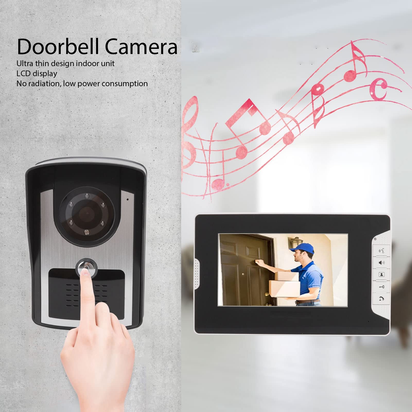 Wireless Video Doorbell Intercom System with Camera - Smart Home Security, HD Video, Two-Way Audio, Night Vision - Perfect for Apartments, Houses & Offices (European Version)