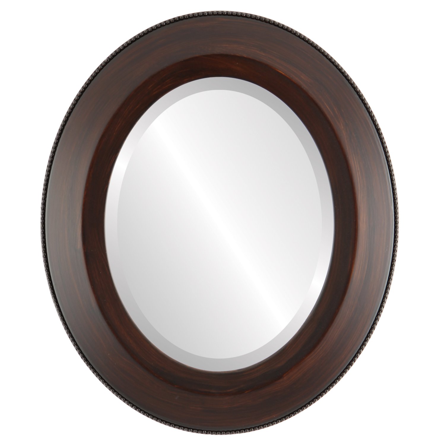 OVALCREST 24x30 Inch Oval Beveled Wall Mirror - Mocha Brown Lombardia Style Home Decor - Perfect for Living Room, Bedroom & Entryway
