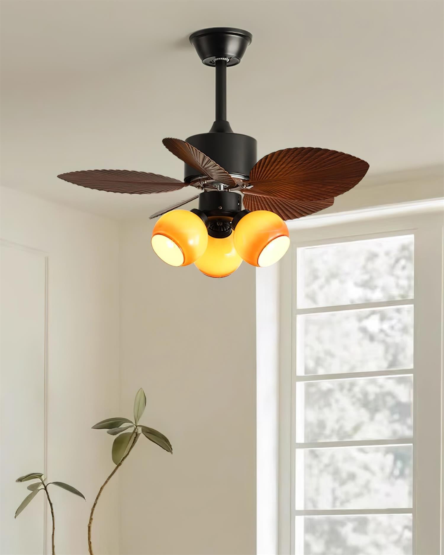 Stylish Banana Leaf Ceiling Fan with Light - Tropical Breeze Design for Living Room, Bedroom & Outdoor Spaces