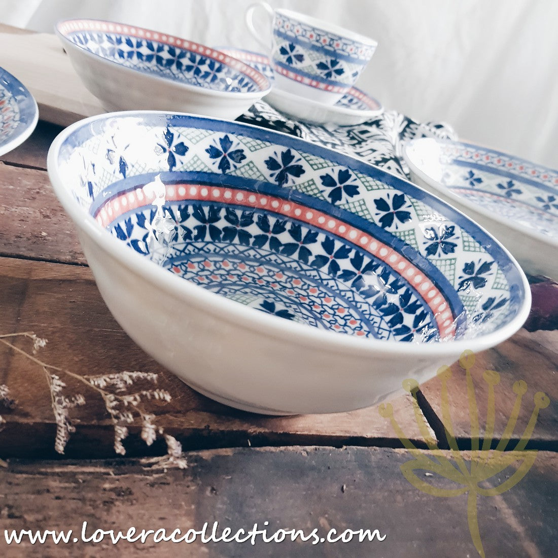 Awasaka Japan Blue Four Leaves Tea & Dinnerware Set - Premium Japanese Ceramic Tableware for Tea & Dining - Perfect for Home, Restaurants & Gifts