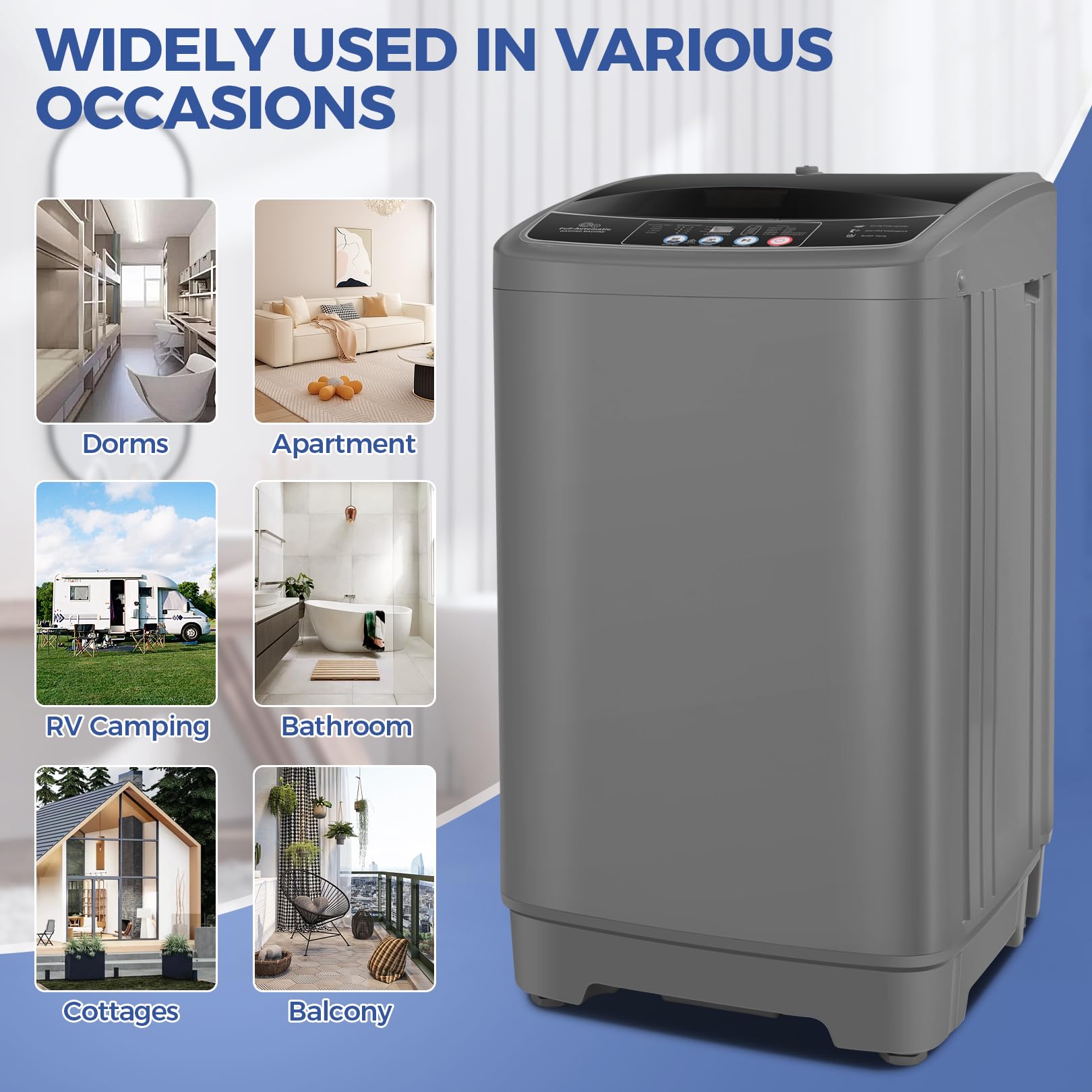 Nictemaw 17.8Lbs Portable Washing Machine with Dryer - 2.4Cu.ft Compact Washer Dryer Combo, 10 Wash Programs & 8 Water Levels, Built-in Drain Pump - Perfect for Apartments, RVs, Dorms & Small Spaces - Ideal for Travel, Camping & Off-Grid Living