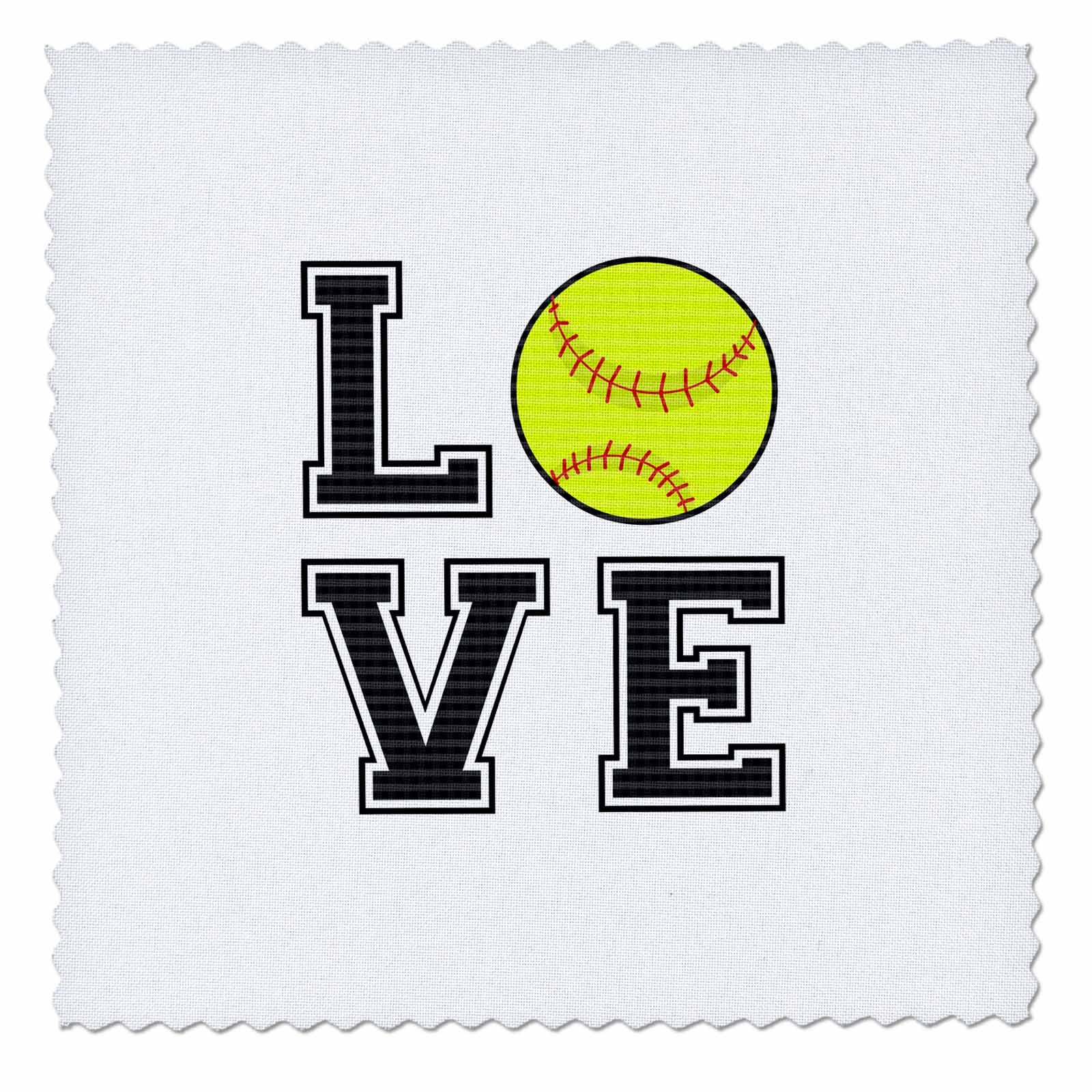 3D Rose Love Softball Quilt Square - 25x25 Inch Printed Fabric Panel for DIY Quilting, Home Decor, and Craft Projects (qs_223342_10) | Perfect for Patchwork, Wall Hangings, and Gift Making