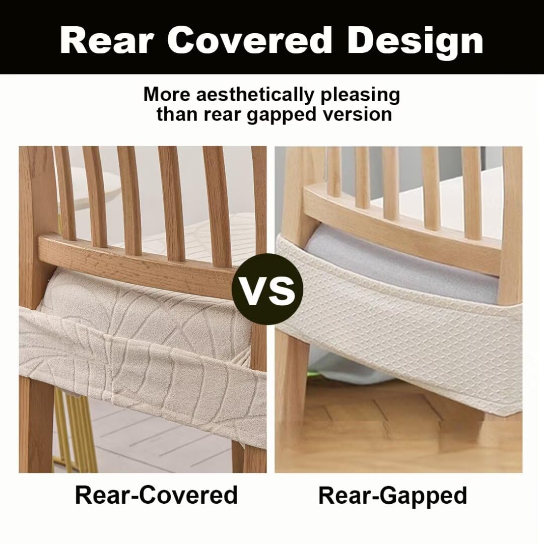 Premium Waterproof Stretch Jacquard Dining Chair Covers (Set of 4) - Washable & Removable Slipcovers for Kitchen, Dining Room & Home Decor - Perfect for Everyday Use & Special Occasions