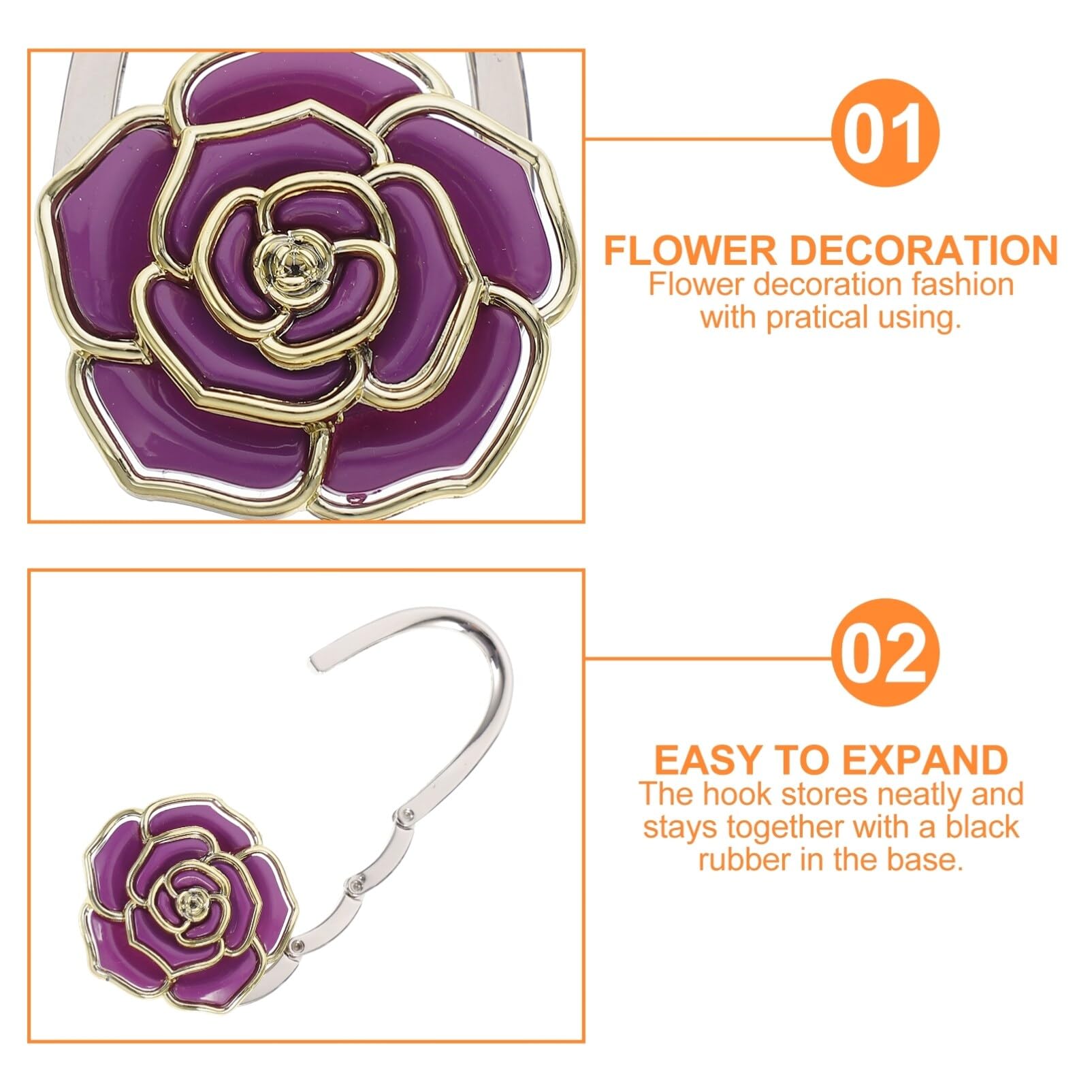 Foldable Purse Hanger Hook - Green Rose Handbag Holder for Women | Durable Table Hanger for Desk, Restaurant & Travel | Keep Your Bag Clean & Secure
