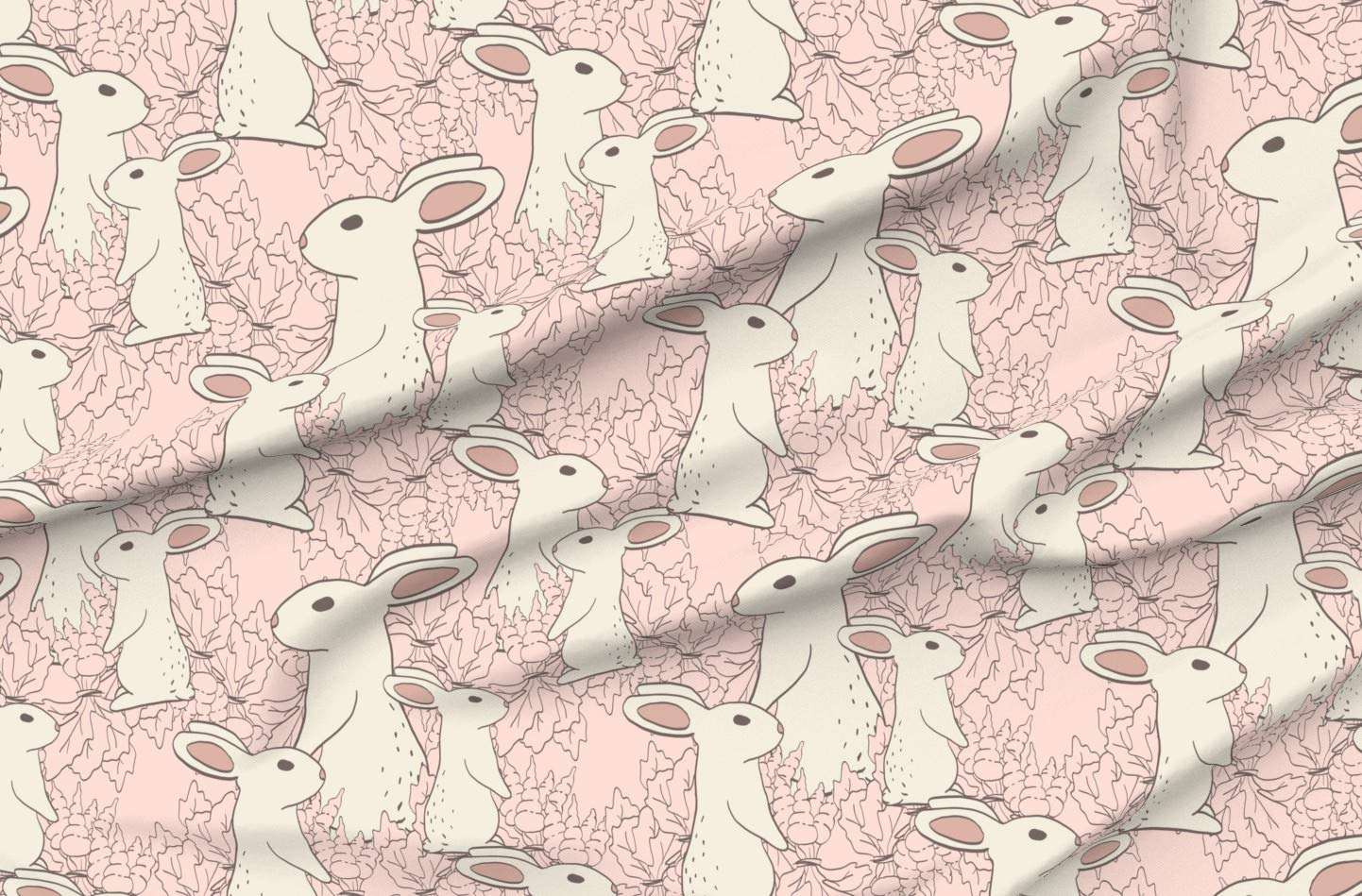 Whimsical Bunny Girl Easter Spring Pink Woodland Printed Minky Fabric by The Yard - Soft Plush for Sewing Baby Blankets, Quilt Backing & Nursery Decor | Perfect for DIY Crafts, Home Decor & Seasonal Projects