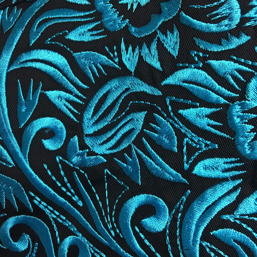 Men's Black & Turquoise Western Tooled Cowboy Shirt - Vintage Style Snap Button Work Shirt for Rodeo, Country Music Festivals & Western Fashion
