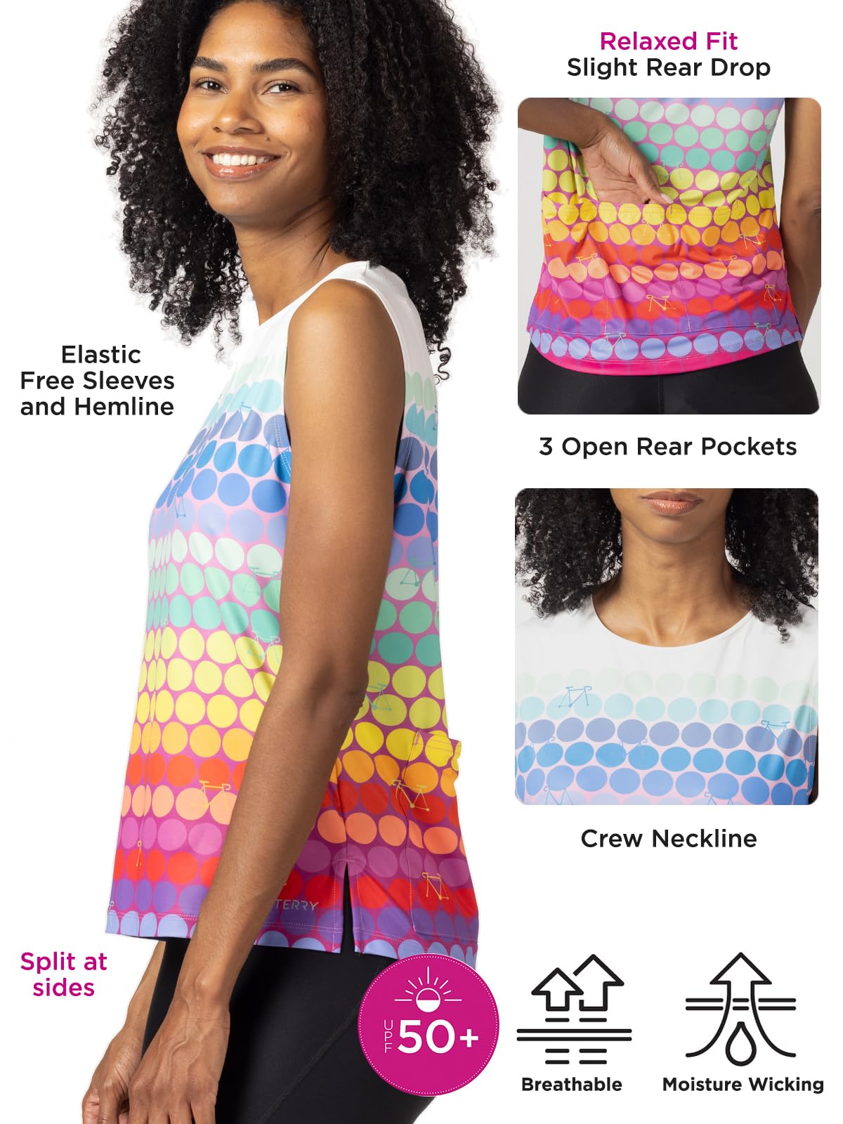 Women's Terry Cycling Jersey - UPF 50+ Sleeveless Bike Top with Split Tank Design | Perfect for Summer Road Biking, Mountain Cycling & Outdoor Sports