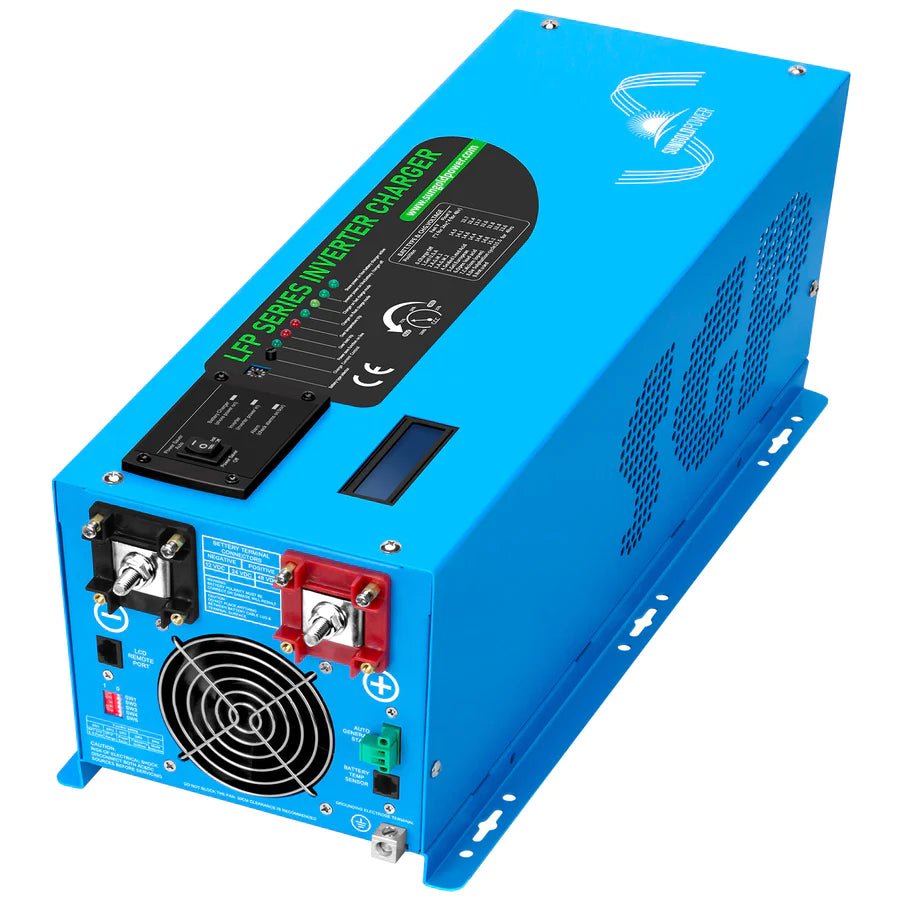 SunGoldPower 3000W 12V Pure Sine Wave Power Inverter with Built-in Charger - Perfect for RVs, Boats, Off-Grid Solar Systems & Emergency Power Backup