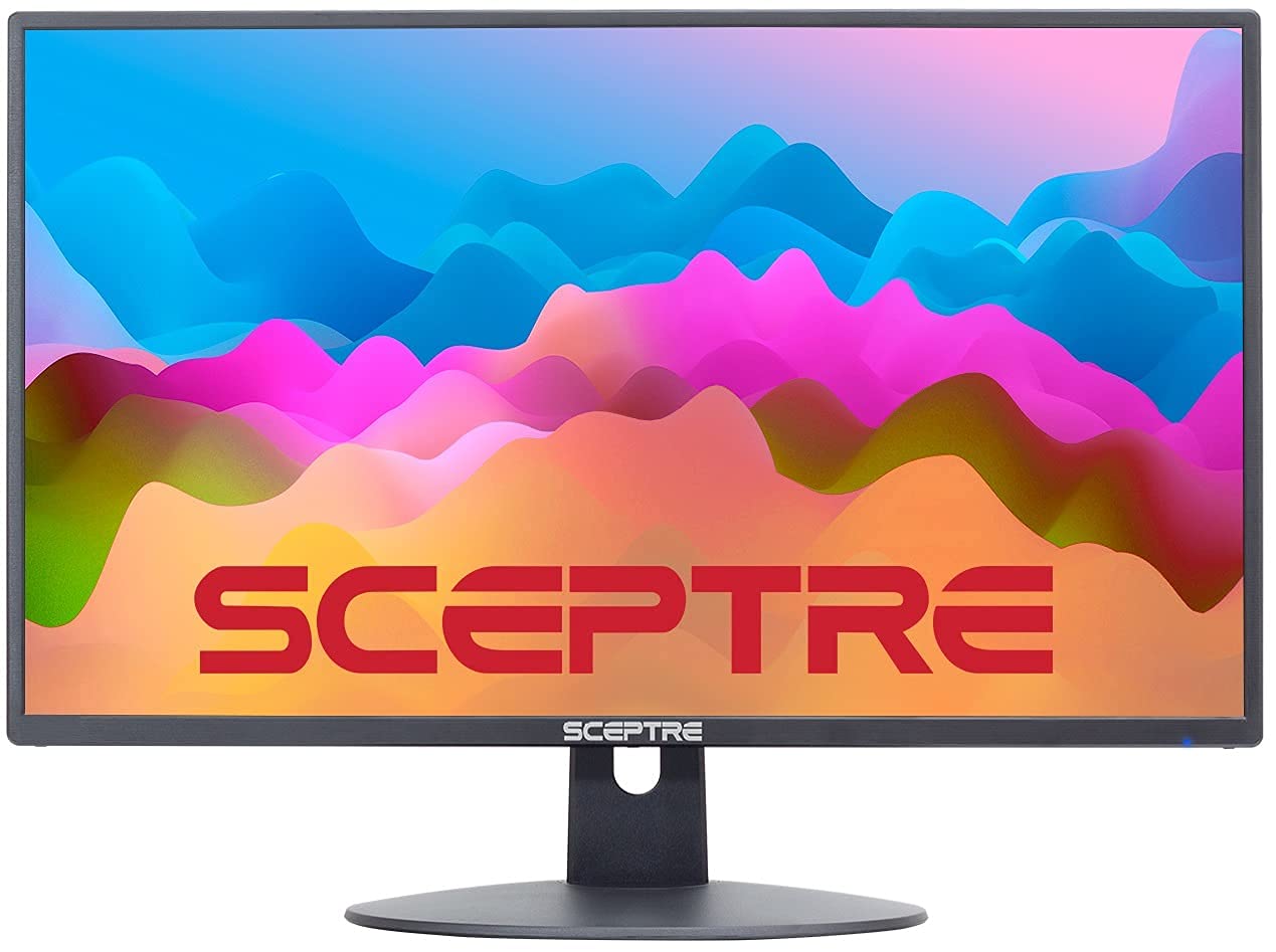 Sceptre E249W-19203R 24-inch Full HD 1080p LED Gaming Monitor with 75Hz Refresh Rate, Dual HDMI & VGA Ports, Built-in Speakers - Machine Black (Renewed) - Perfect for Home Office, Gaming Setup & Multi-Screen Workstations