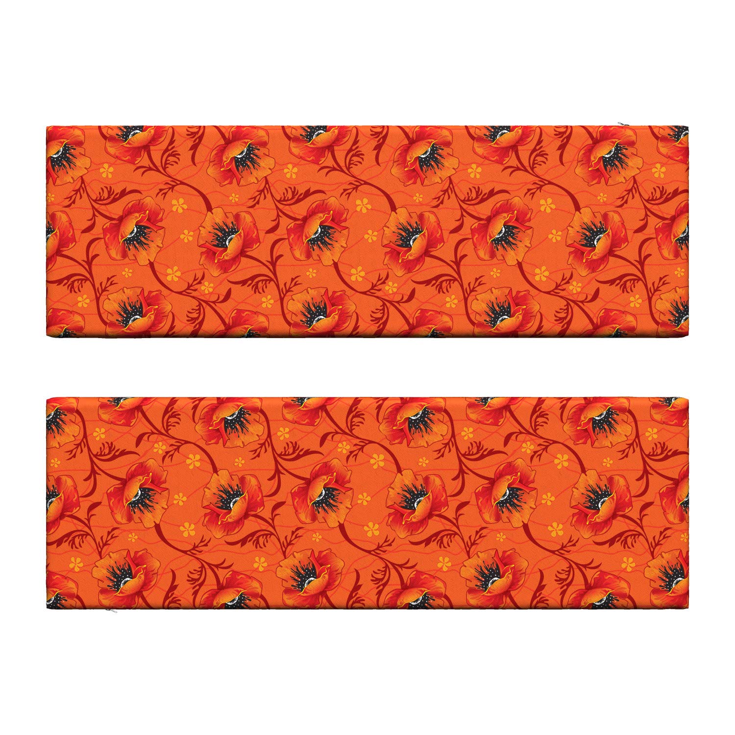 Ambesonne Orange Bench Cushion Set of 2 - Bohemian Floral Print Foam Seat Pads with Decorative Cover, 45