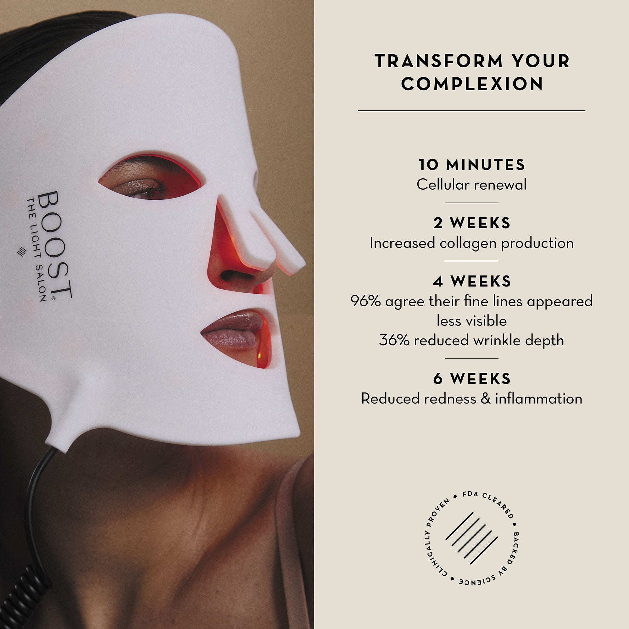 The Light Salon Boost LED Face Mask for Skin Rejuvenation - Red Light Therapy for Anti-Aging & Acne Treatment - Perfect for At-Home Skincare Routine & Spa Days