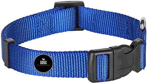 **Eagle Pets Adjustable Nylon Dog Collar - Quick Release, Breathable & Comfortable for Small, Medium & Large Dogs - Perfect for Training, Walks & Outdoor Adventures (Large, Blue)**
