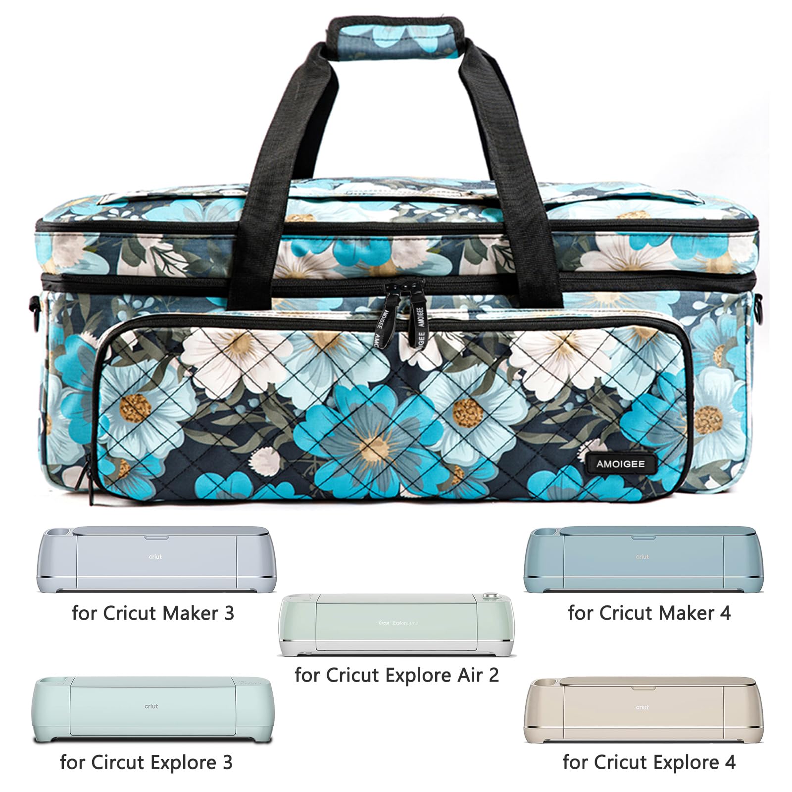 AMOIGEE Double-Layer Carrying Case for Cricut Maker 3/4 & Explore Air 2/3/4 - Dustproof Storage Organizer with Accessory Pockets | Perfect for Crafting, Travel & Machine Protection