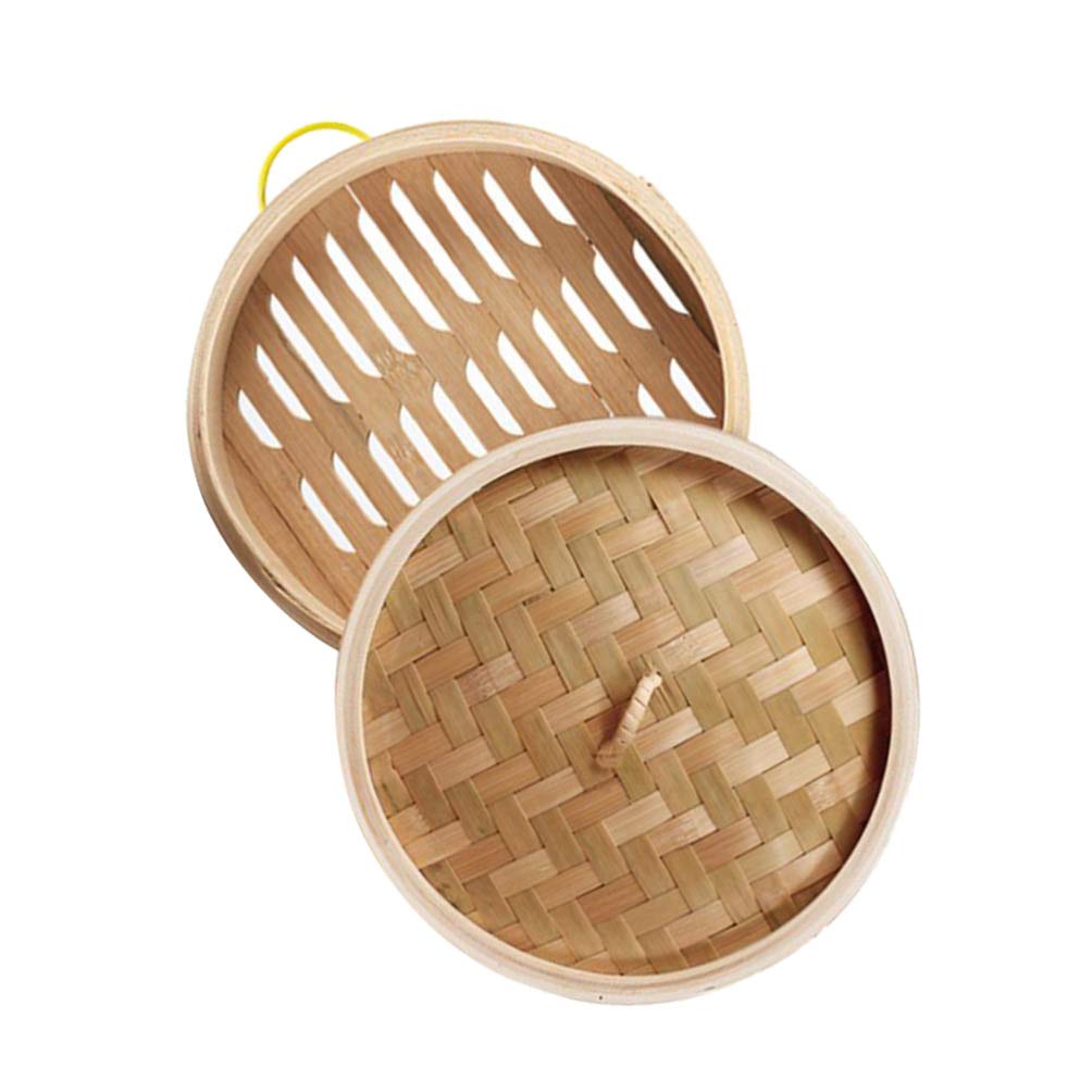 Cabilock 2-Piece Bamboo Steamer Set - Natural Wood Food Steamer Basket for Dumplings, Buns & Vegetables | Perfect for Asian Cooking, Dim Sum & Healthy Meal Prep