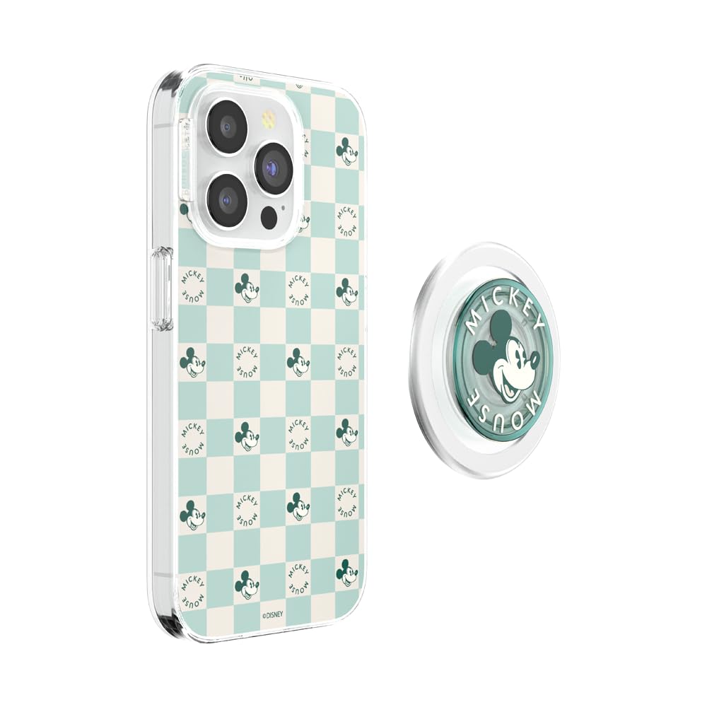 PopSockets iPhone 15 Pro Case with Round Phone Grip - MagSafe Compatible Protective Cover for iPhone 15 Pro | Wireless Charging Friendly | Disney Mickey Mouse Classic Design | Perfect for Daily Use, Travel & Hands-Free Viewing