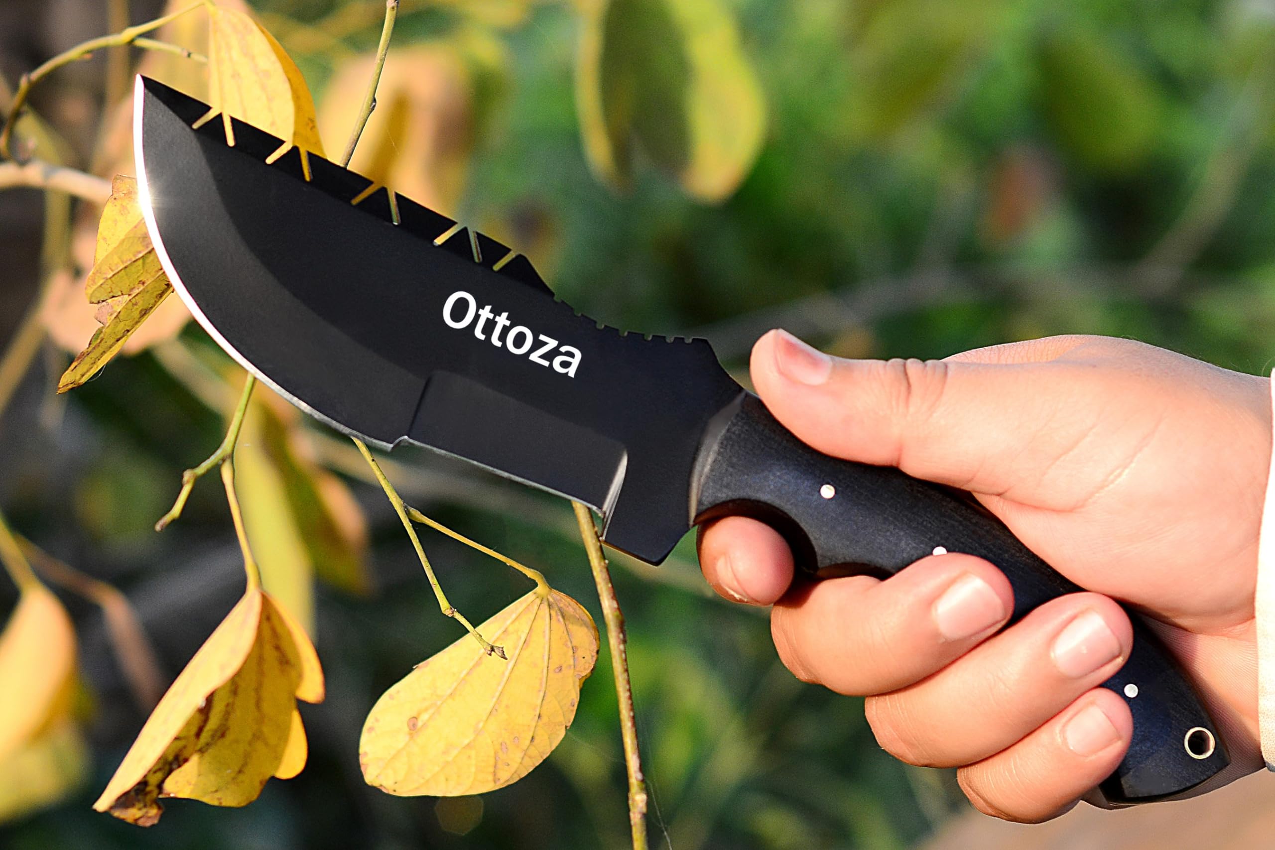 Ottoza Fixed Blade Hunting Knife - 1095 High Carbon Steel with Micarta Handle & Horizontal Carry Sheath for Outdoor Survival, Camping, Bushcraft | Perfect for Hunting, Fishing, and Wilderness Adventures