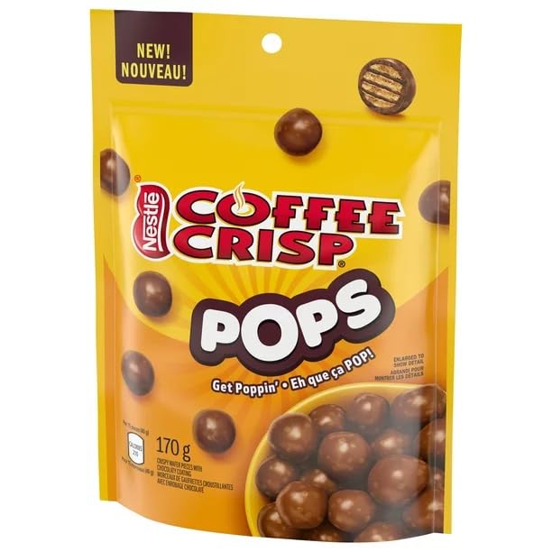 Crispy Chocolate Coffee Snacks - COFFEE CRISP POPS (6oz/170g, Pack of 3) | Canadian Imported Chocolaty Treats for Office Snacking & Movie Nights