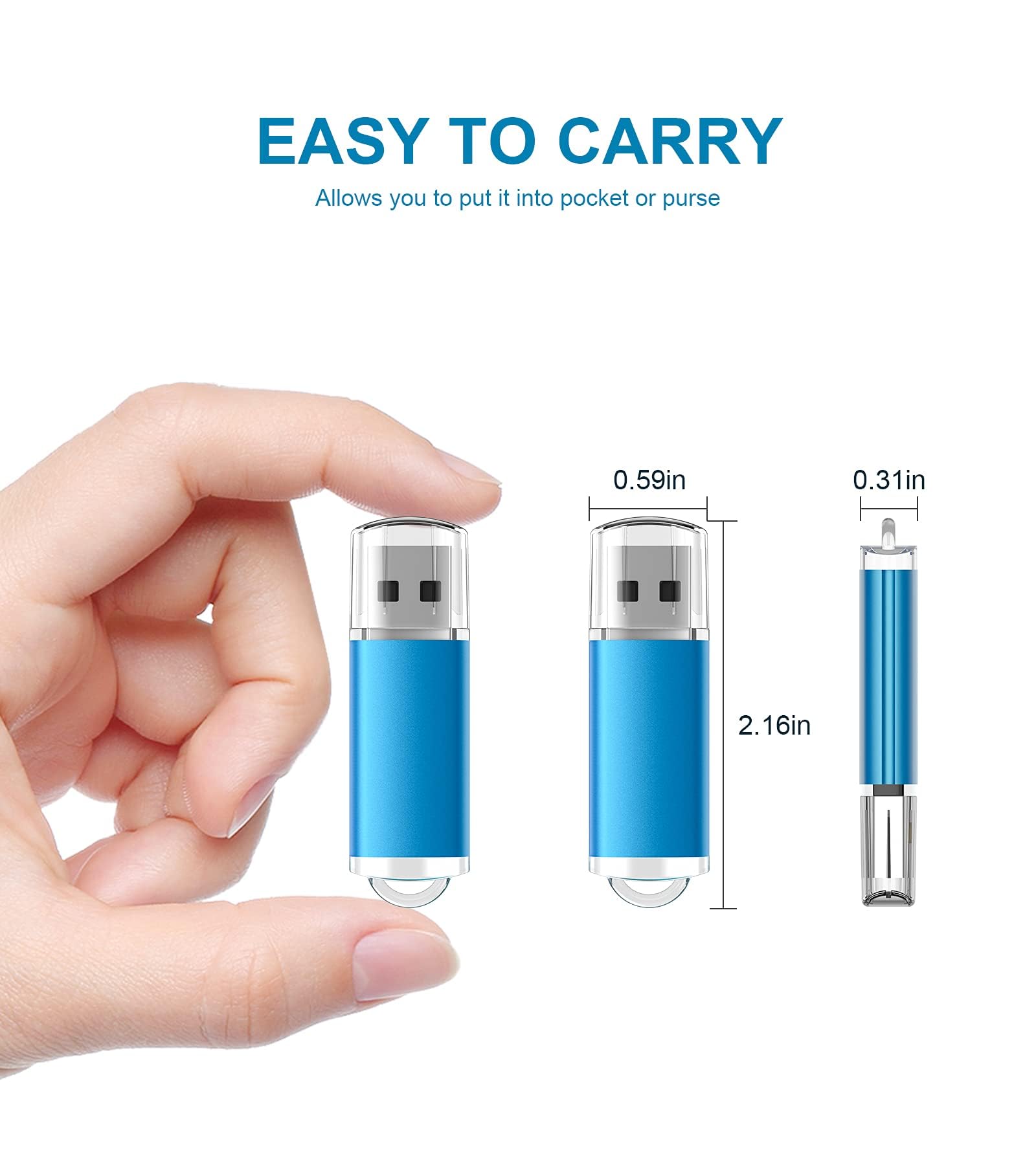 TOPSELL 50 Pack 4GB USB 2.0 Flash Drives - High Speed Thumb Drives Memory Sticks for PC, Laptop, Tablet, TV & Car Audio - Portable Data Storage for Office, School, Business & Travel (Blue)