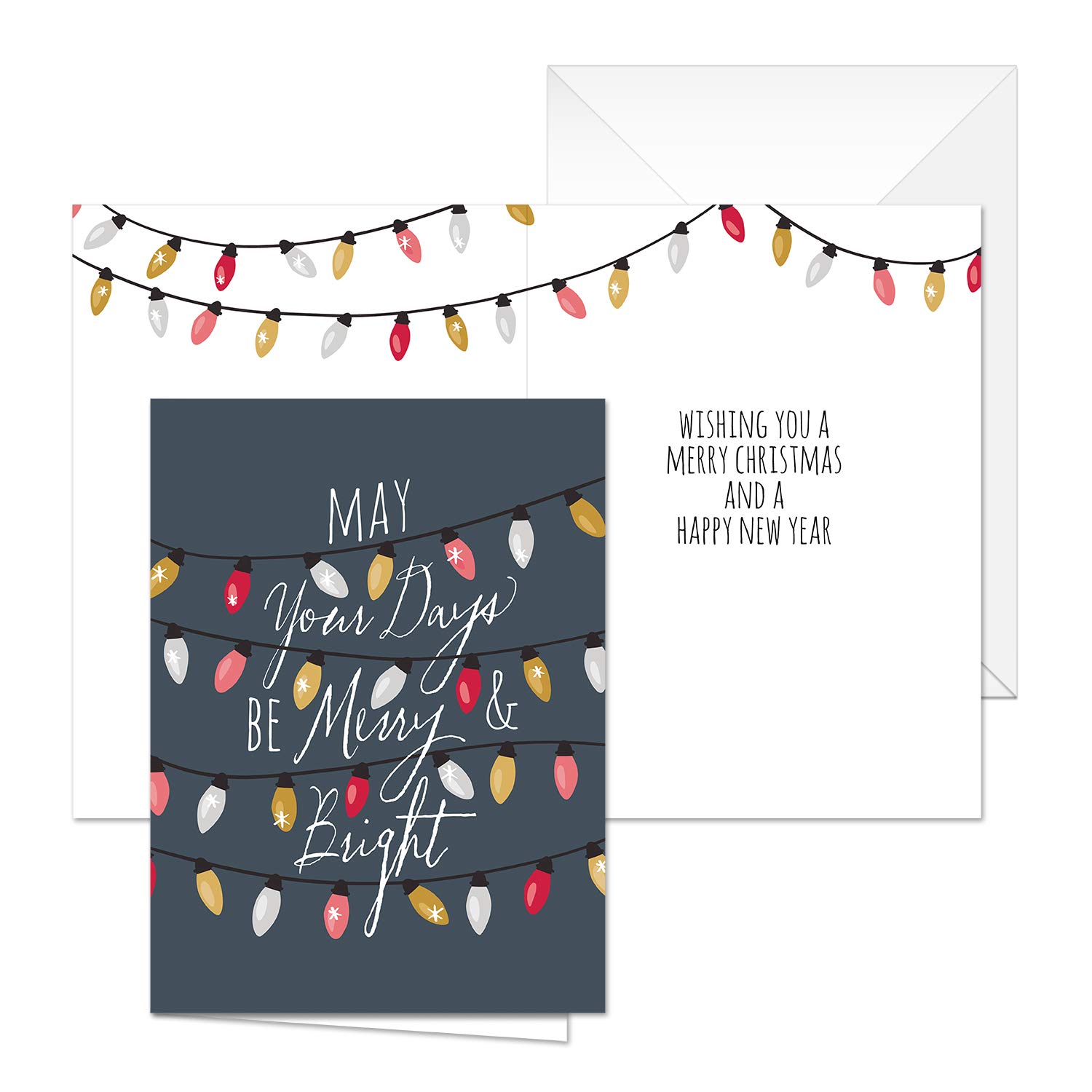 25 Christmas Cards with White Envelopes - 5 Modern Winter Designs (4 5/8