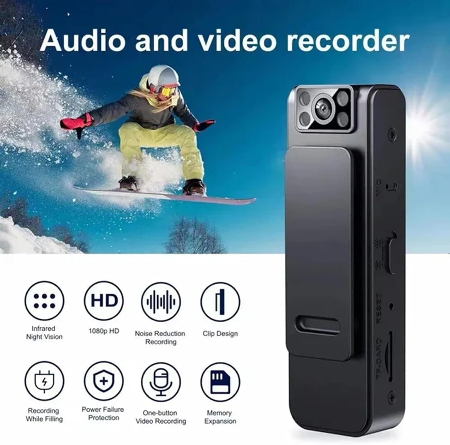 Figskey 2024 HD 1080p Body Camera with Noise Reduction & Night Vision - 180° Rotatable Lens Portable Video Recorder with Audio for Security, Law Enforcement, Outdoor Adventures and Evidence Collection