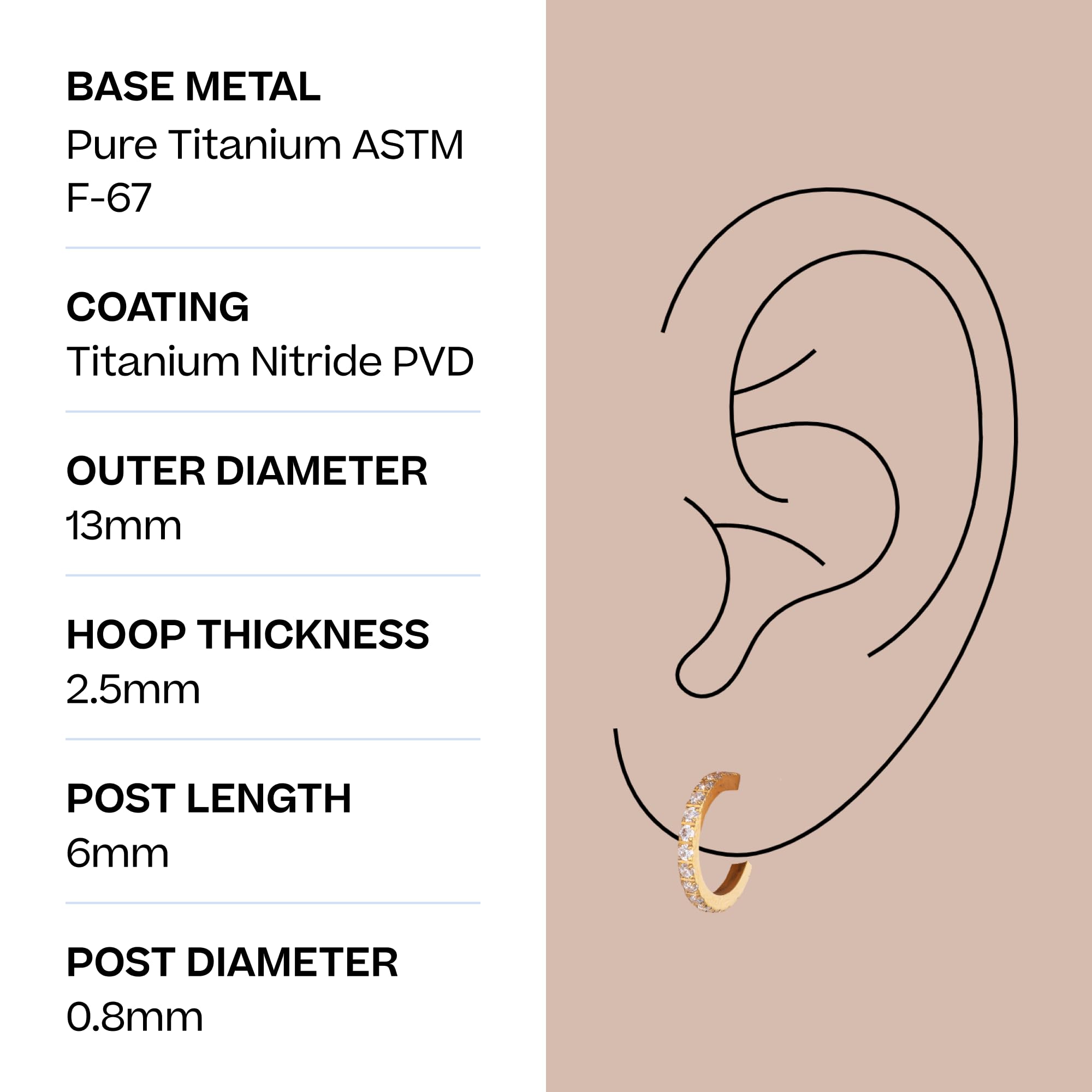 Hypoallergenic Titanium Hoop Earrings for Women - Sensitive Ears Friendly Gold Crystal Small Hoops - Trendy Date Night Jewelry Gift Set | Perfect for Parties, Weddings & Everyday Wear