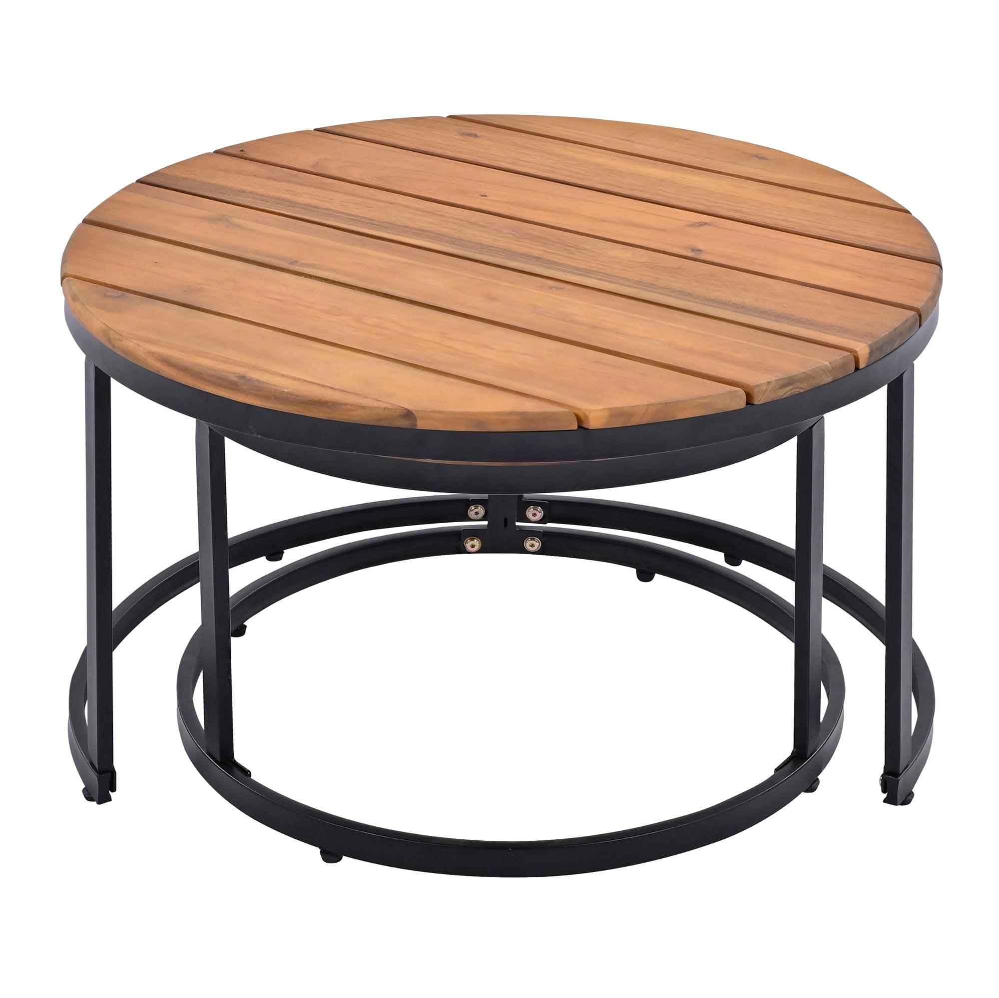 6-Piece Outdoor Sectional Sofa Set with Round Nesting Coffee Tables & Cushioned Seating - Patio, Porch, Garden Furniture for Backyard, Poolside & Outdoor Living Spaces