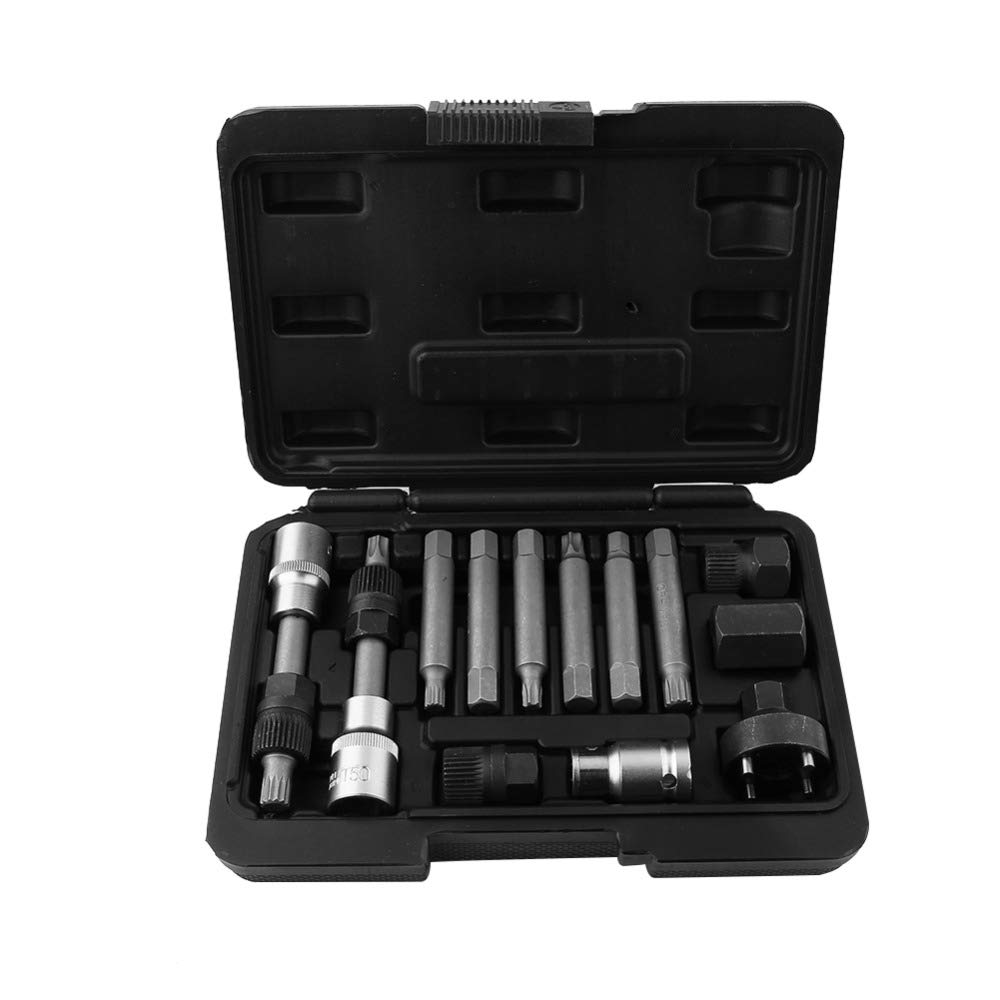 13Pcs Alternator Pulley Removal Tool Set - Professional Freewheel Pulley Socket Bit Kit for Car Repair & Garage Service - Perfect for DIY Mechanics & Auto Shops
